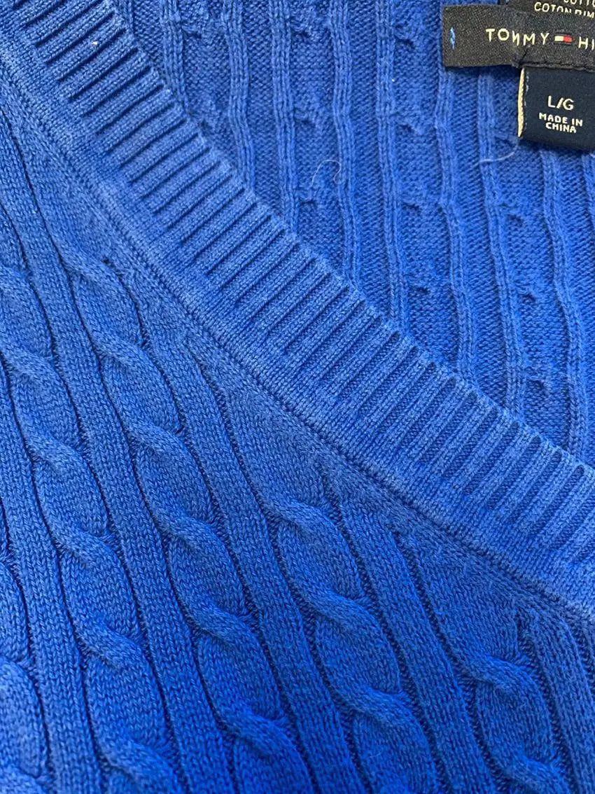 Tommy Hilfiger - Blue Cable-knit Jumper by Ralph Lauren- ThriftTale.com - Vintage and second handclothing