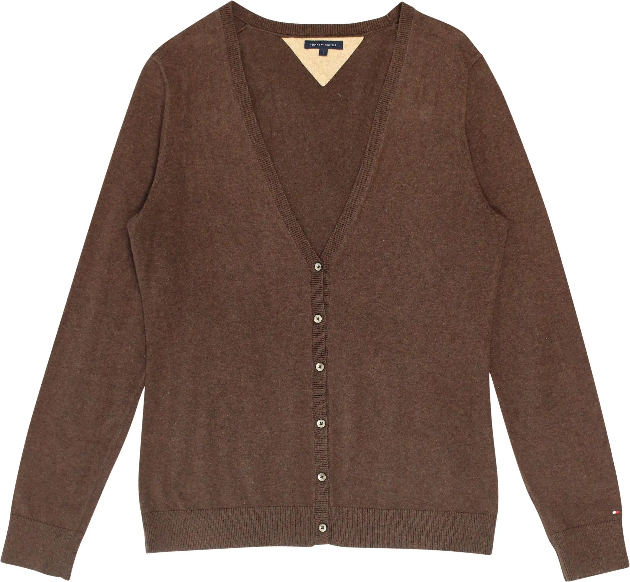 Tommy Hilfiger - Brown Knitted Cardigan- ThriftTale.com - Vintage and second handclothing