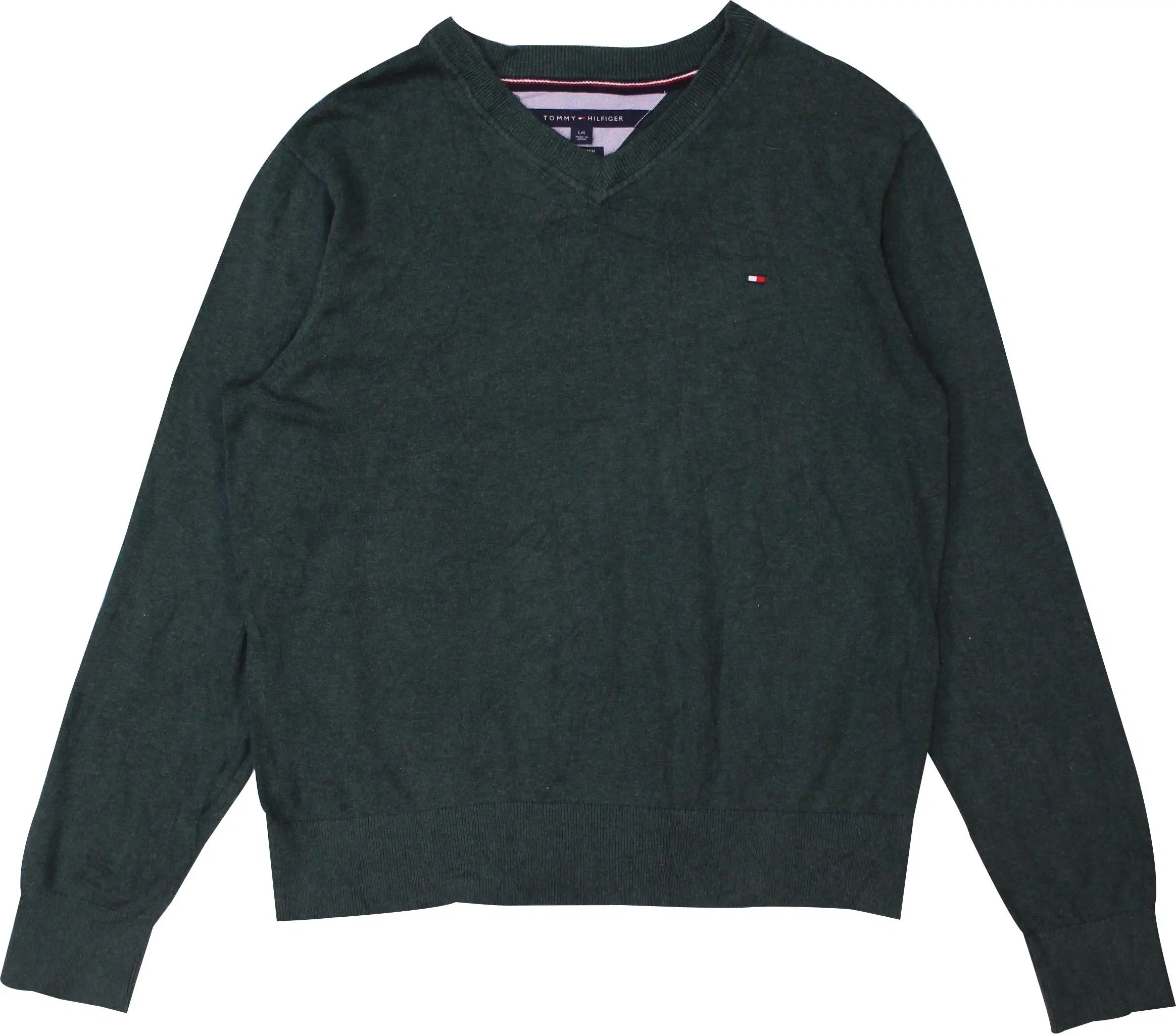Tommy Hilfiger - Green Jumper by Tommy Hilfiger- ThriftTale.com - Vintage and second handclothing