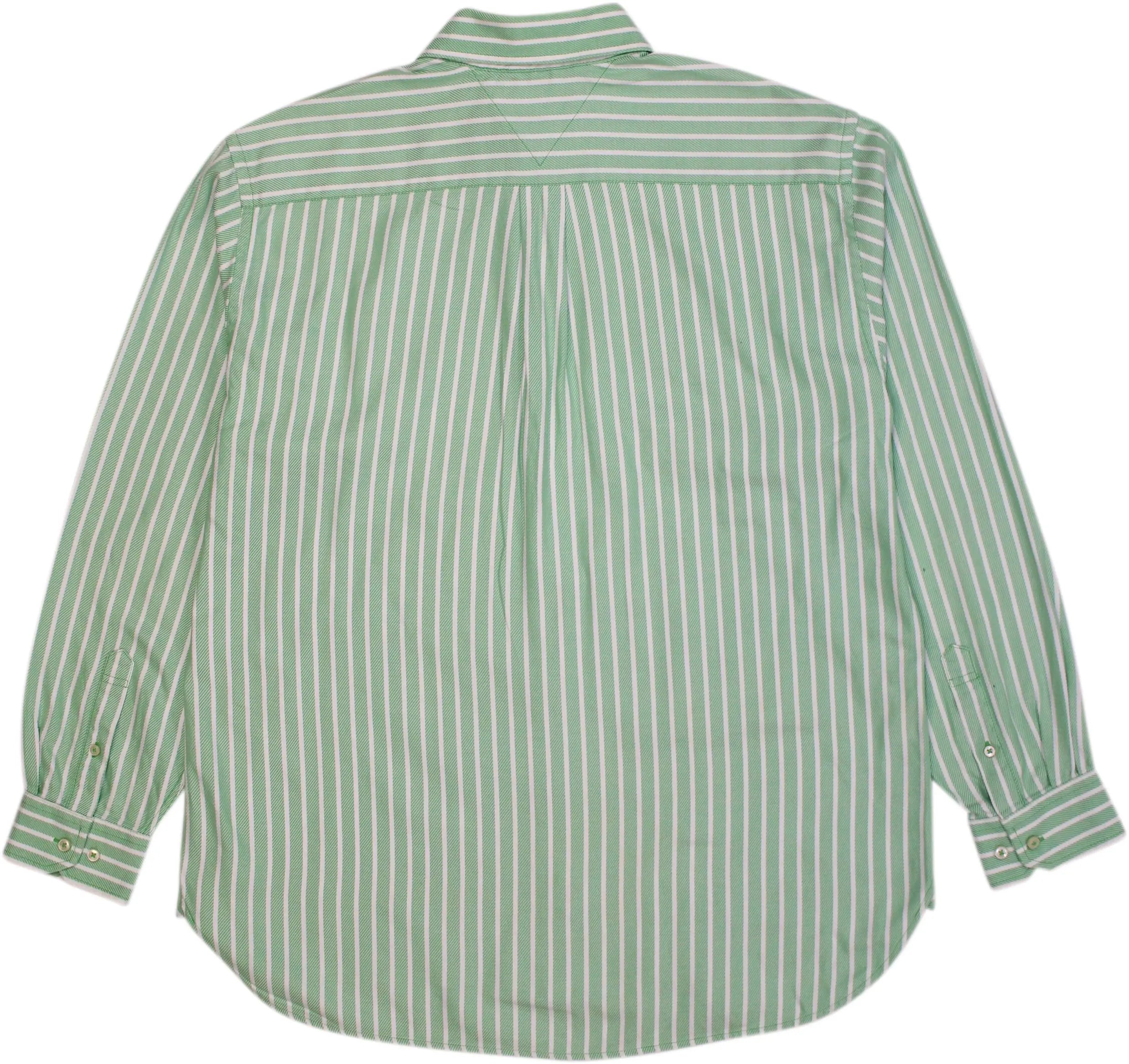 Tommy Hilfiger - Green Striped Shirt by Tommy Hilfiger- ThriftTale.com - Vintage and second handclothing