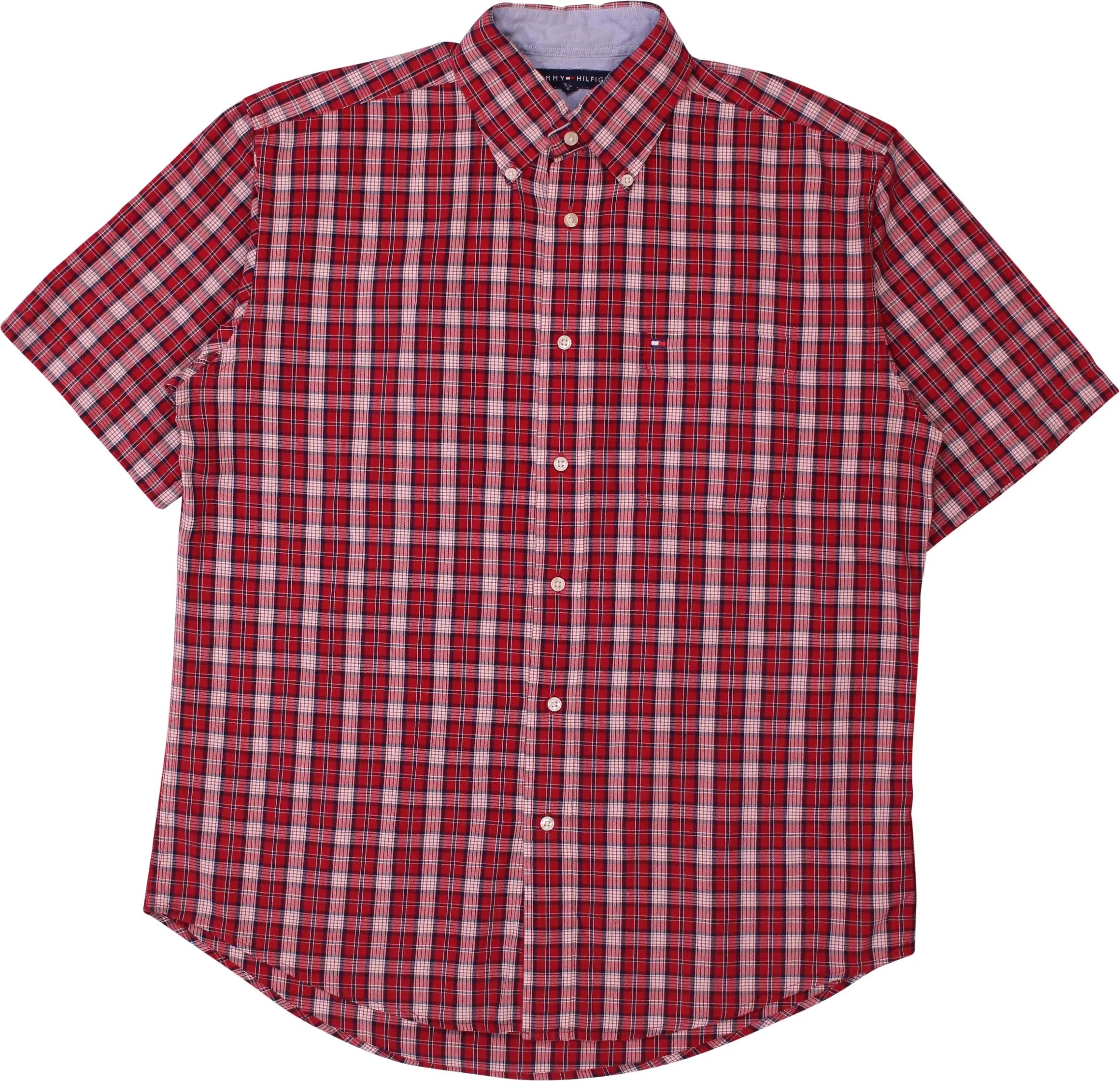 Tommy Hilfiger - Red Checked Short Sleeve Shirt by Tommy Hilfiger- ThriftTale.com - Vintage and second handclothing