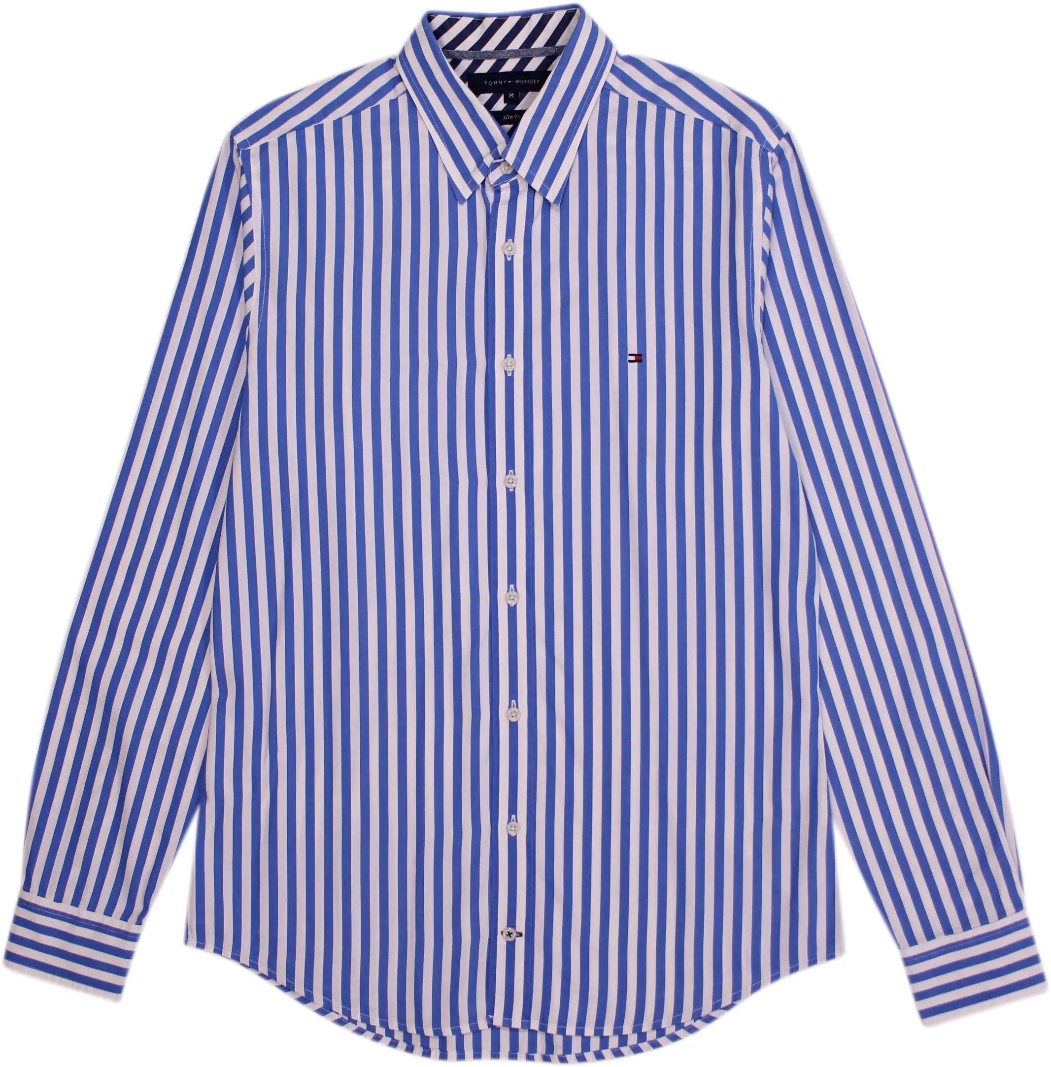 Tommy Hilfiger - Slim Fit Blue Striped Shirt by Tommy Hilfiger- ThriftTale.com - Vintage and second handclothing