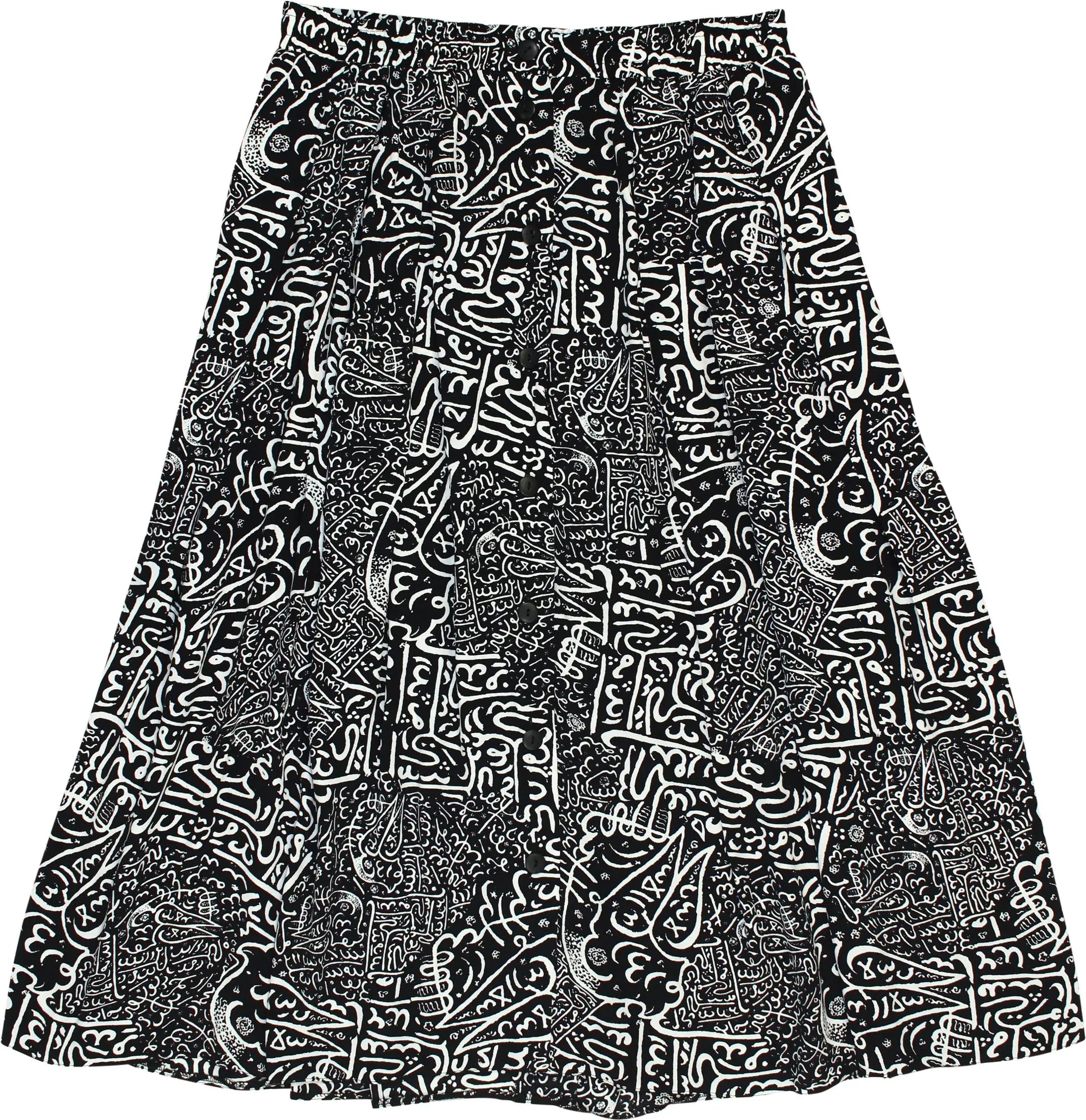 Toni Dress - 90s Black & White Patterned Skirt- ThriftTale.com - Vintage and second handclothing