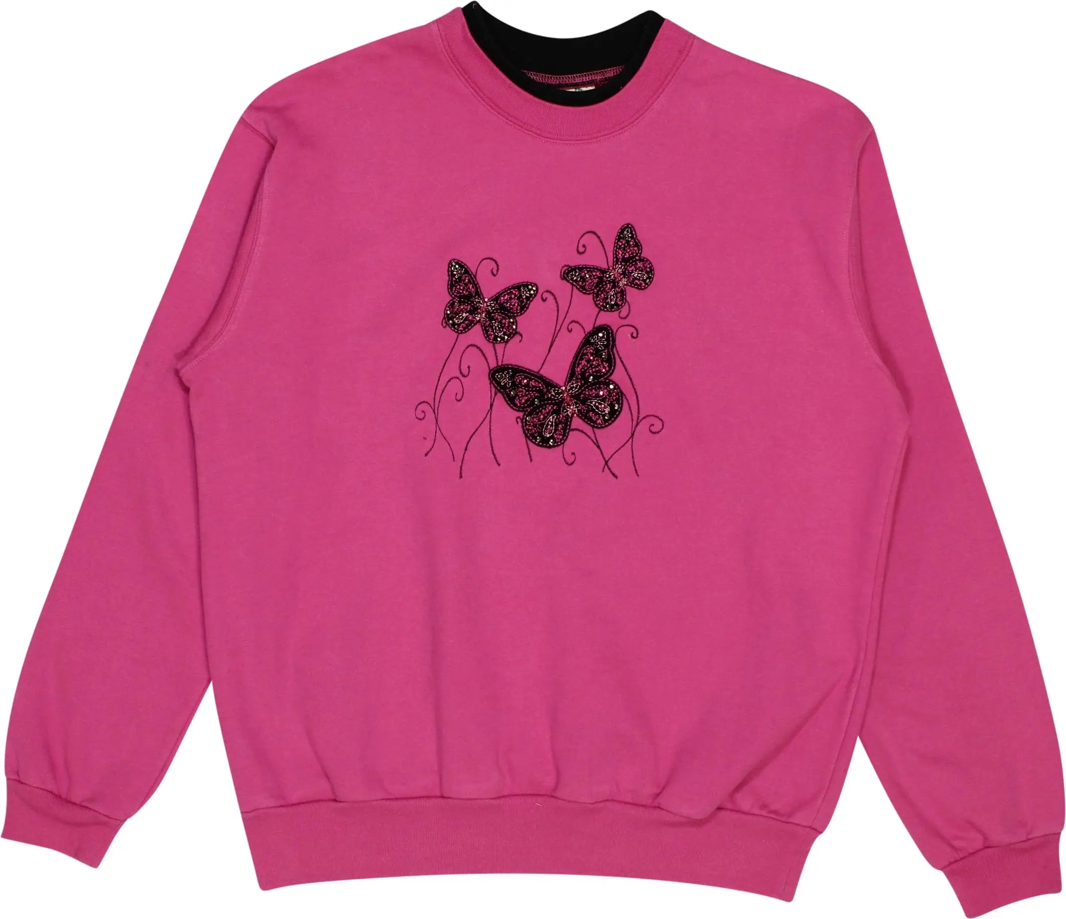 Top Stitch by Morning Sun - 90s Embroidered Butterfly Crew Neck Sweater- ThriftTale.com - Vintage and second handclothing