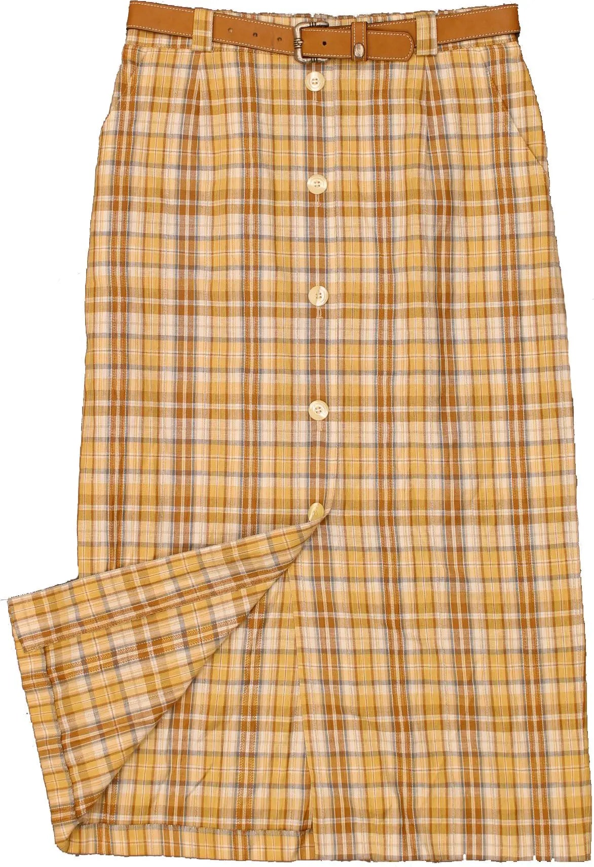 Trevira - Checked Linen Skirt- ThriftTale.com - Vintage and second handclothing