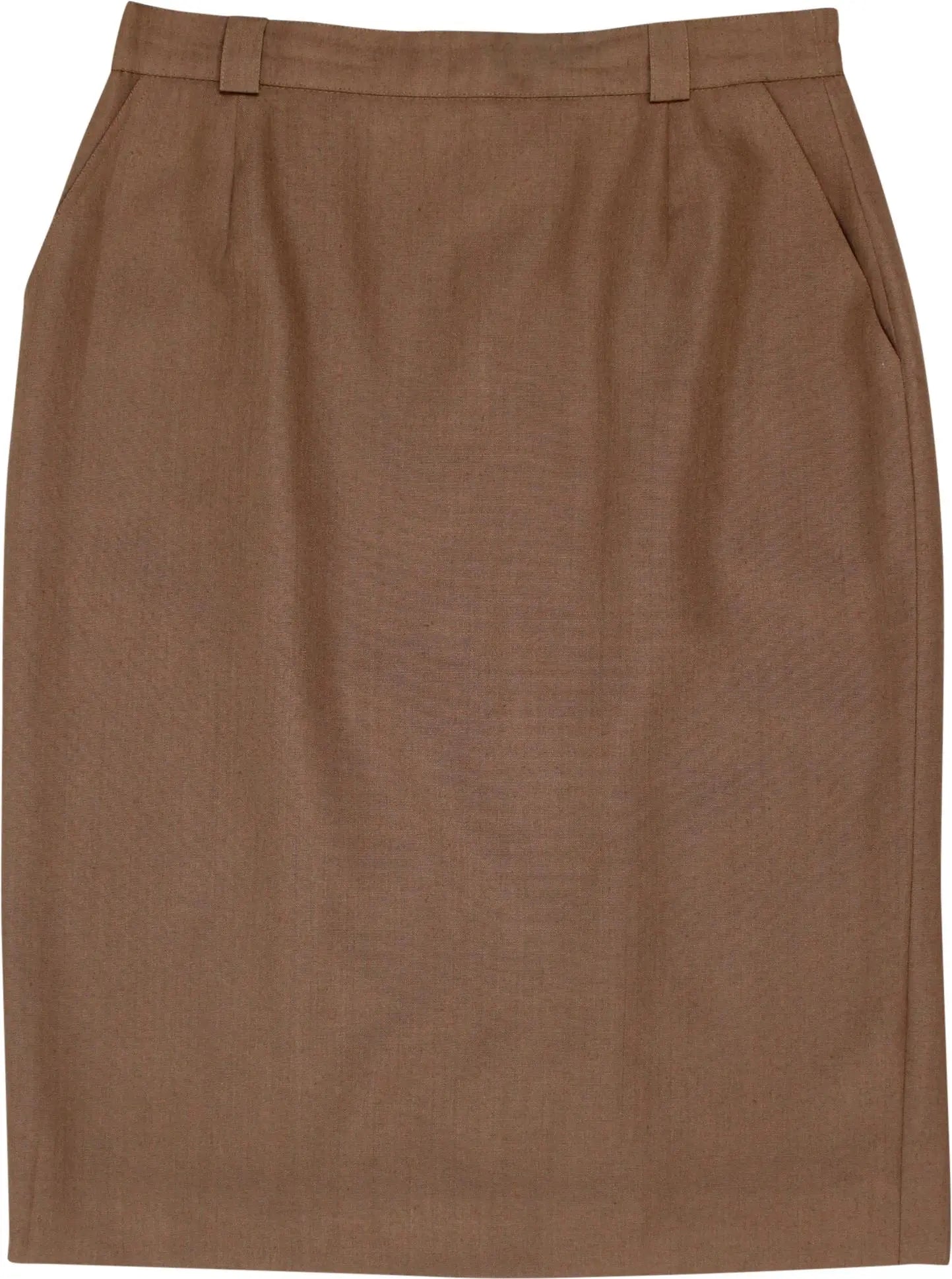 Trevira - Early 80s Brown Midi Skirt- ThriftTale.com - Vintage and second handclothing