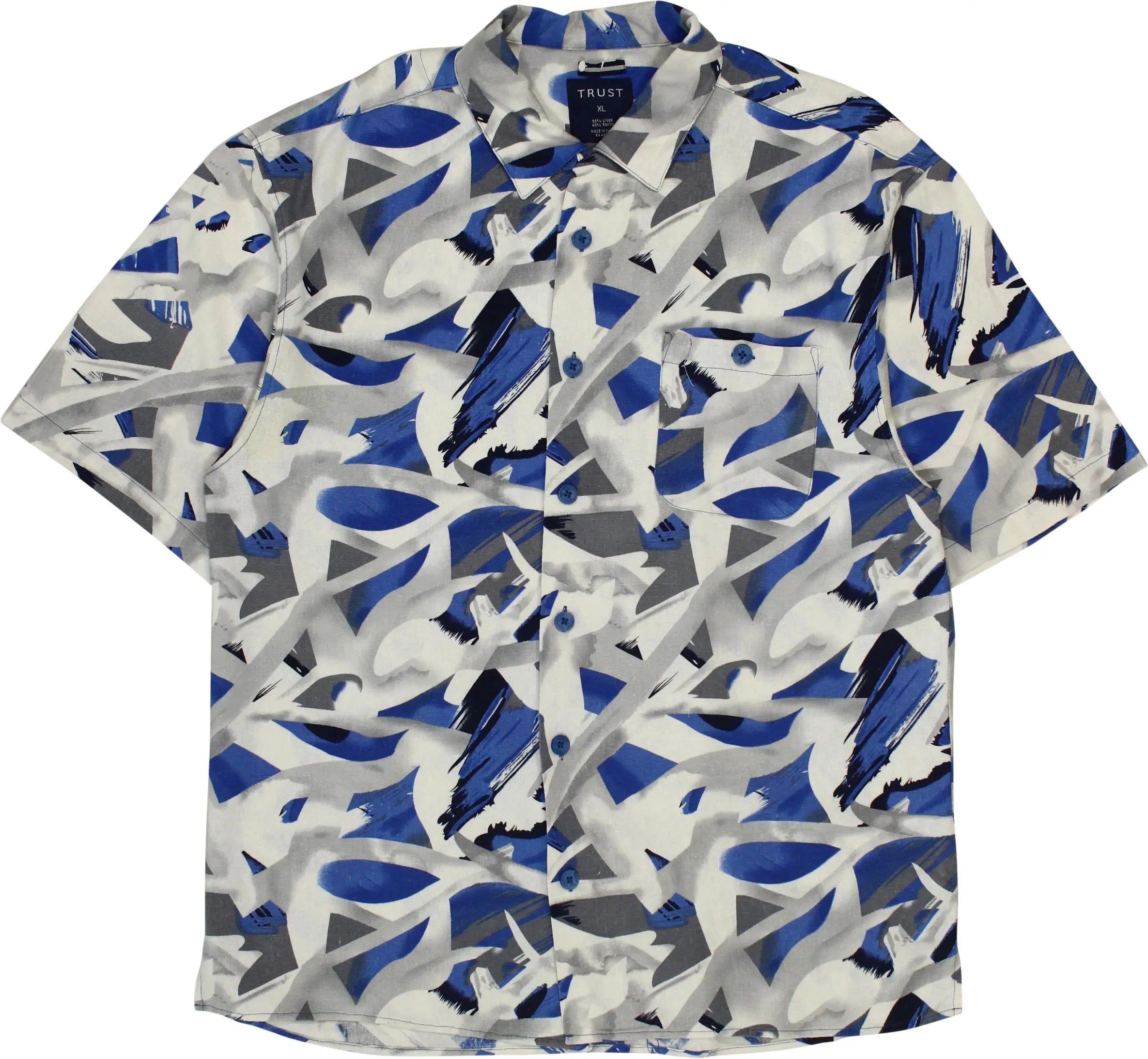 Trust - 90s Linen Blend Patterned Shirt- ThriftTale.com - Vintage and second handclothing