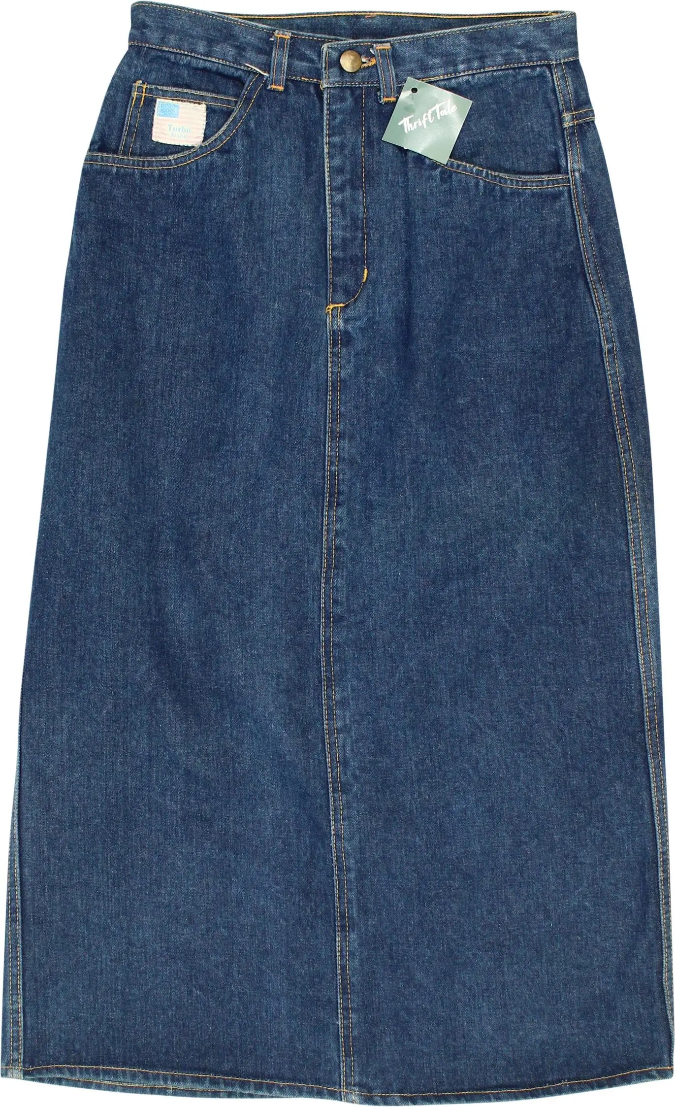 Turbo Jeans - Denim Midi Skirt- ThriftTale.com - Vintage and second handclothing