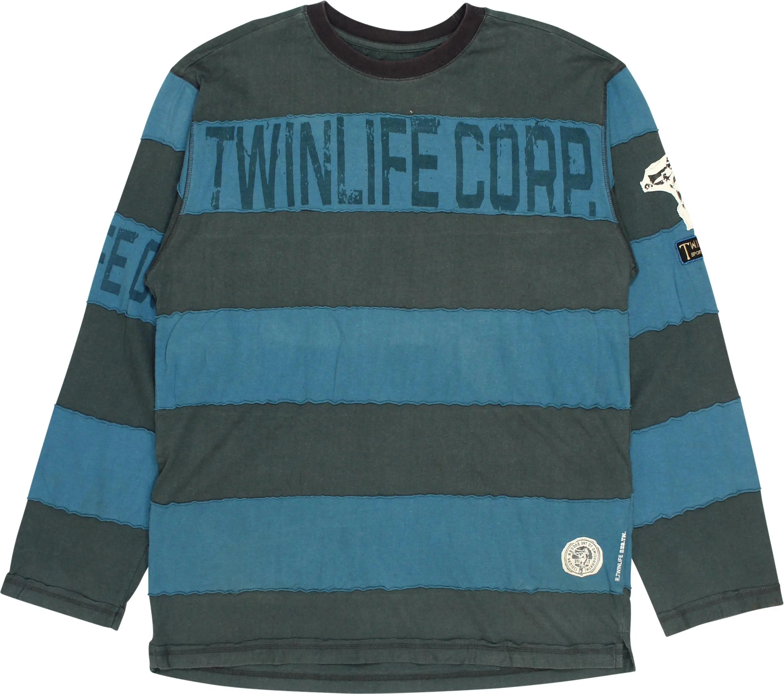 Twinlife - Striped Long Sleeve Shirt- ThriftTale.com - Vintage and second handclothing
