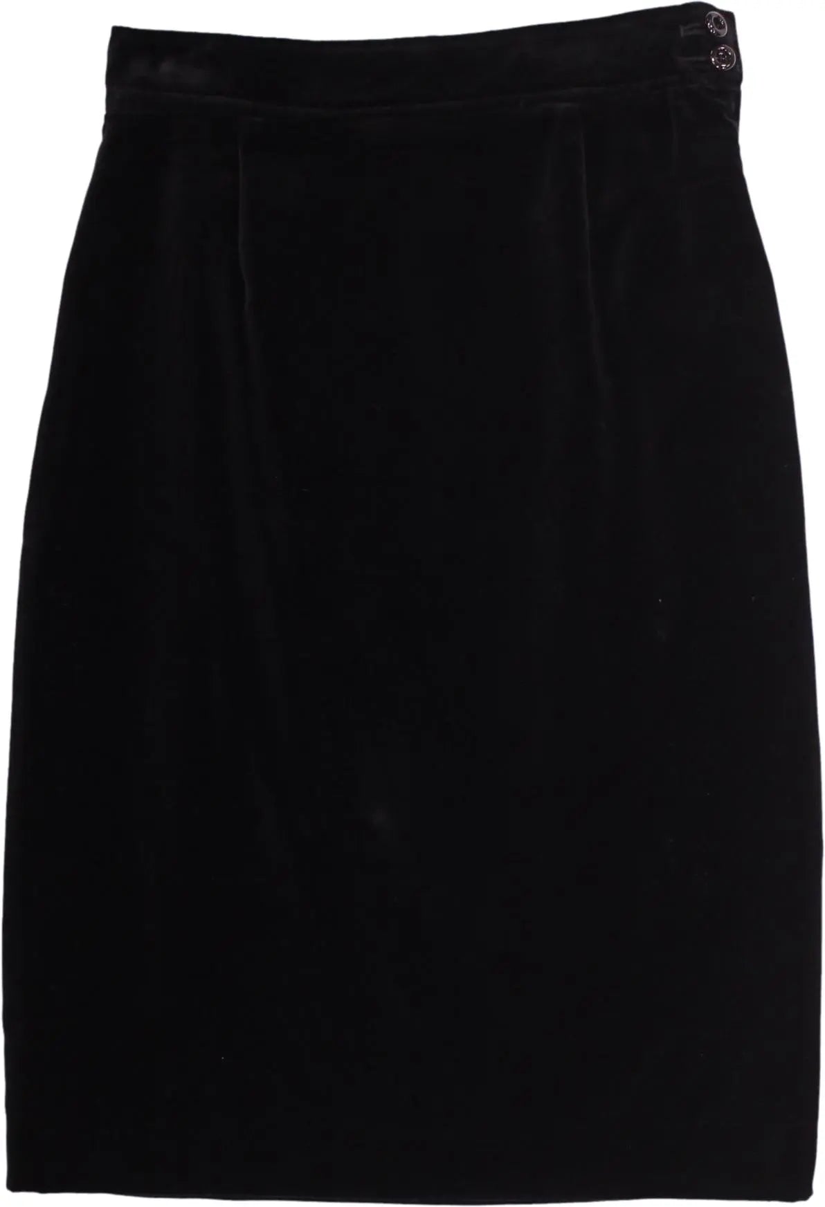Ungaro - Black Velvet Midi Skirt- ThriftTale.com - Vintage and second handclothing