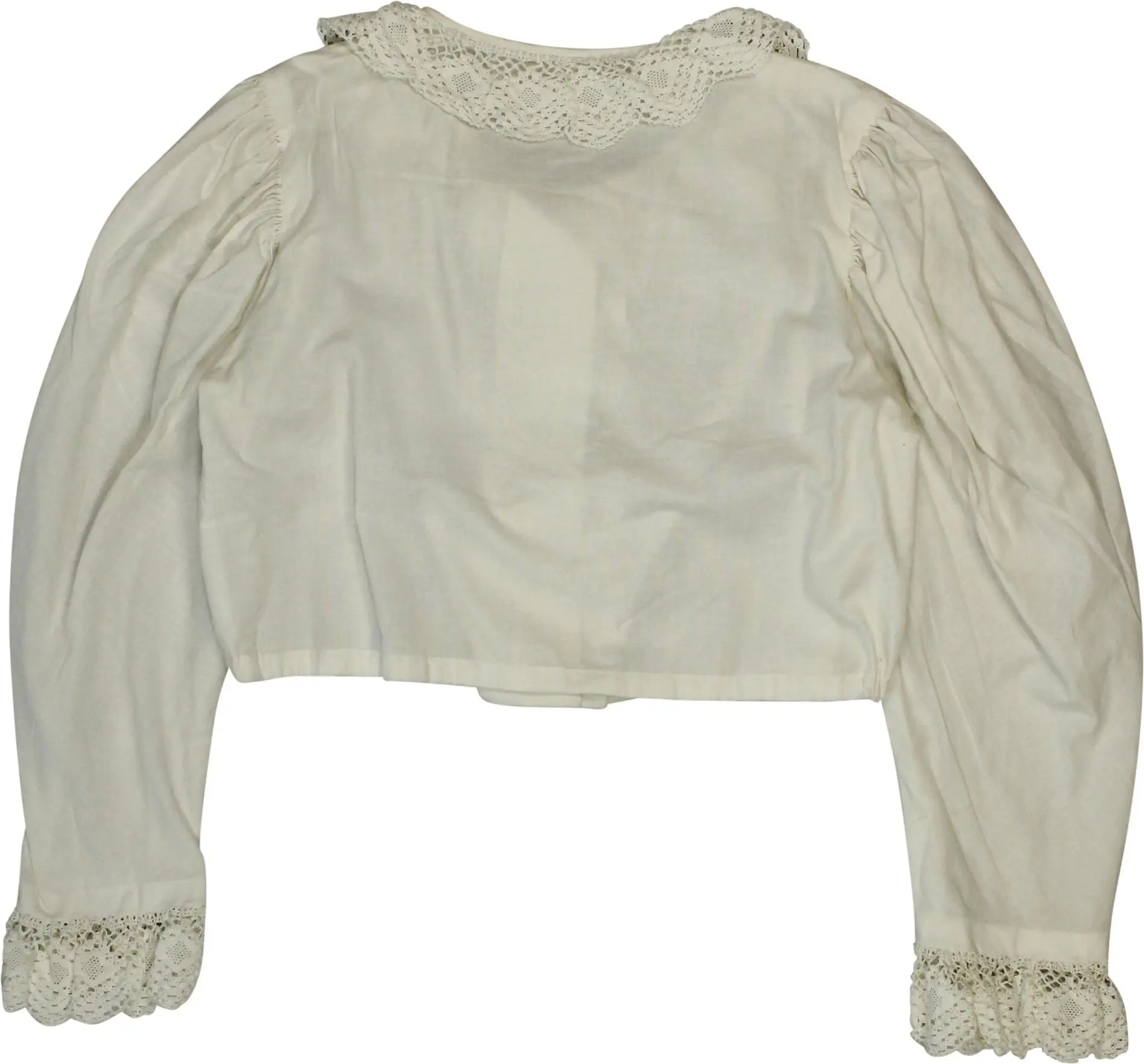 Unknown - 70s Cropped Blouse with Embroidered Collar- ThriftTale.com - Vintage and second handclothing
