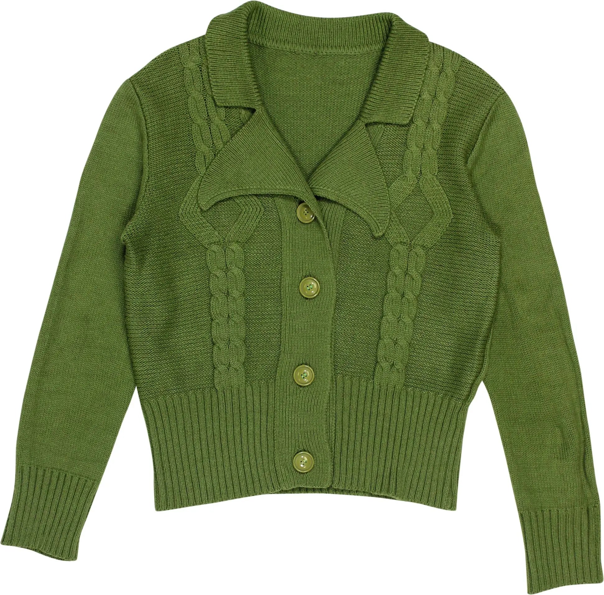 Unknown - 70s Green Cardigan with Collar- ThriftTale.com - Vintage and second handclothing
