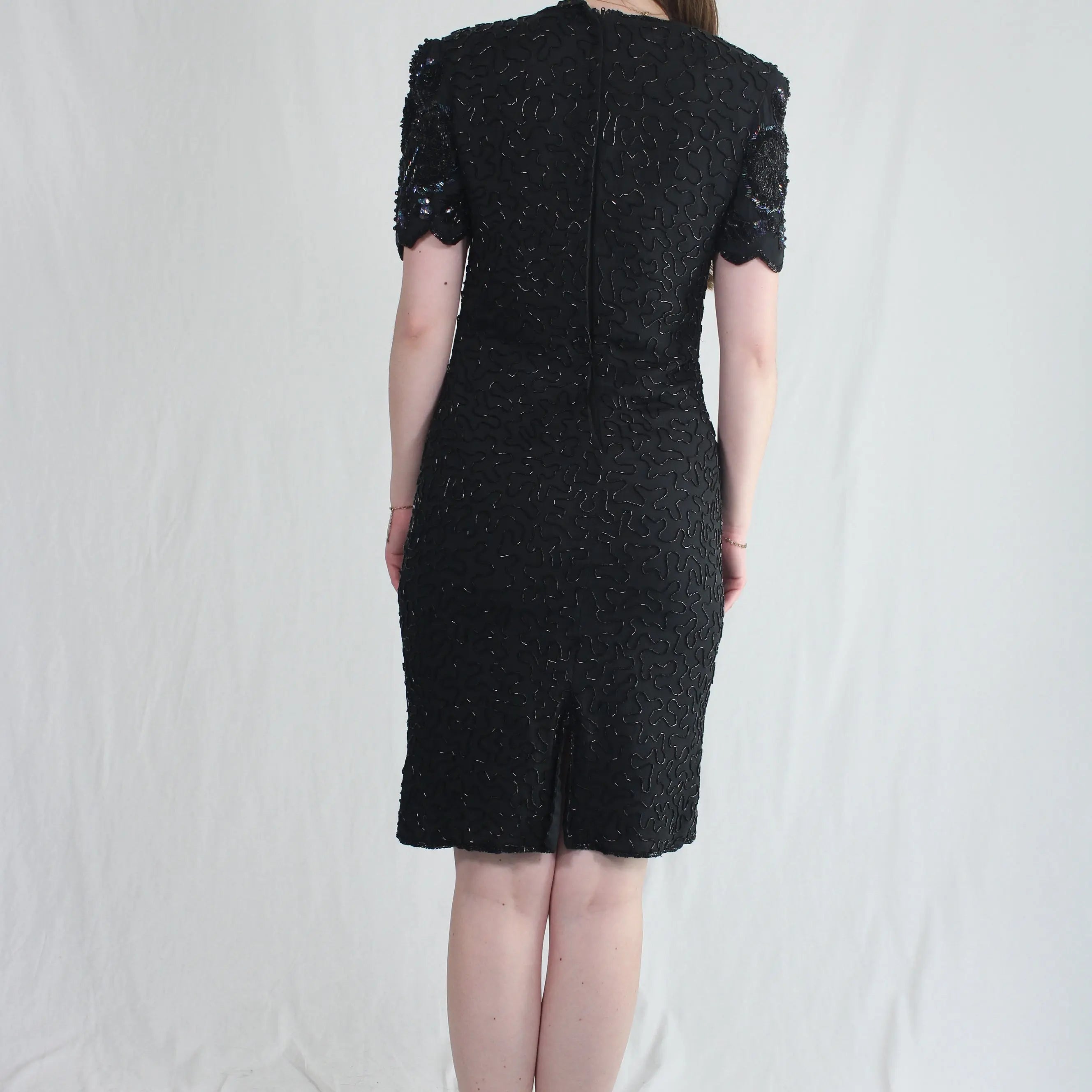 Unknown - 80s 100% Silk Dress with Beads- ThriftTale.com - Vintage and second handclothing