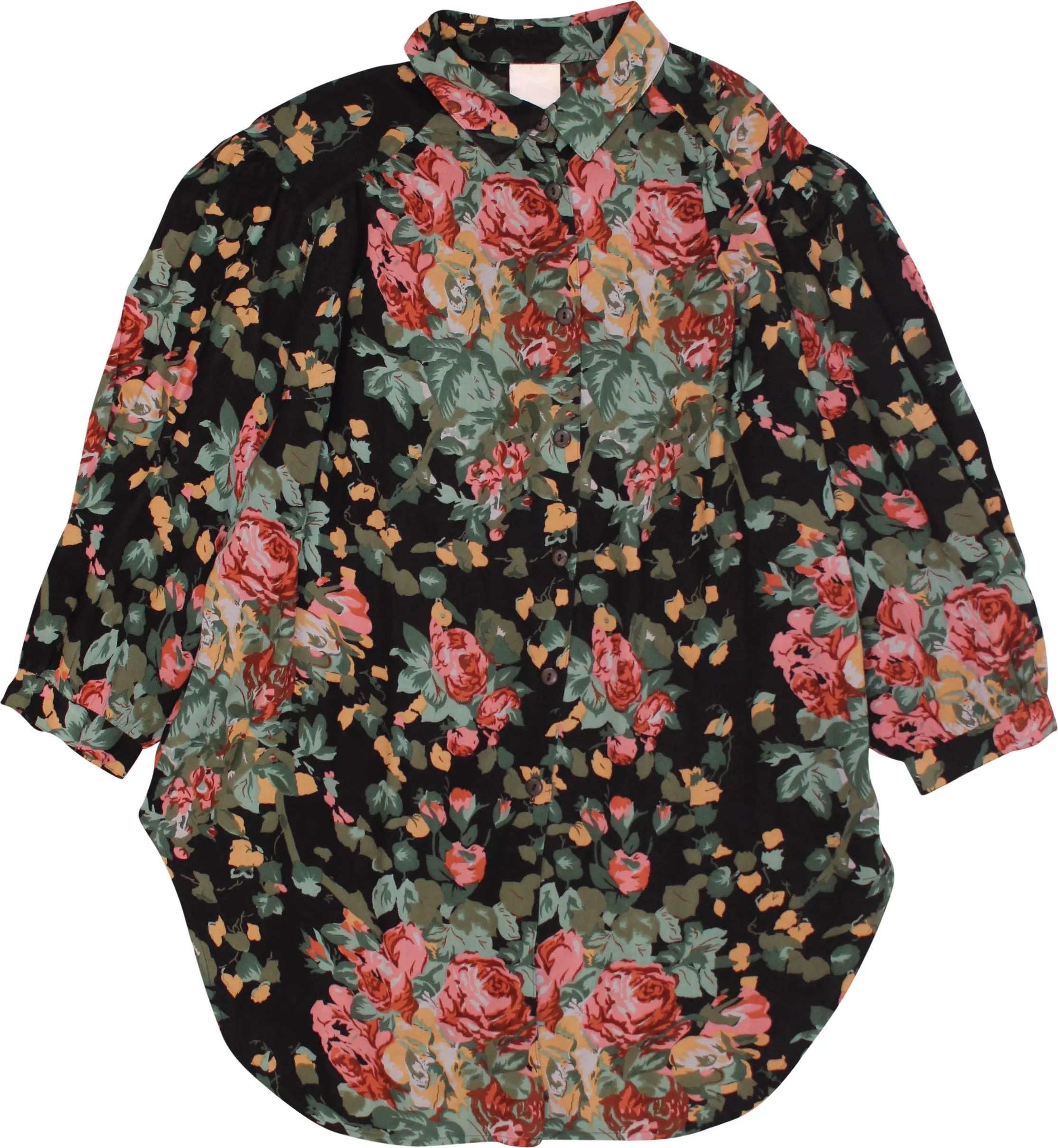 Unknown - 80s Blouse with Flower Print- ThriftTale.com - Vintage and second handclothing