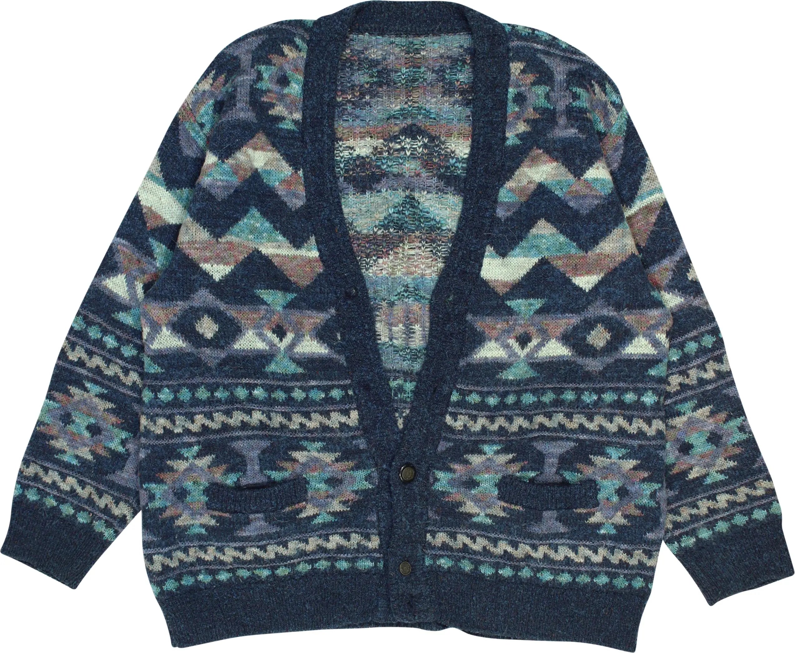 Unknown - 80s Blue Patterned Cardigan- ThriftTale.com - Vintage and second handclothing
