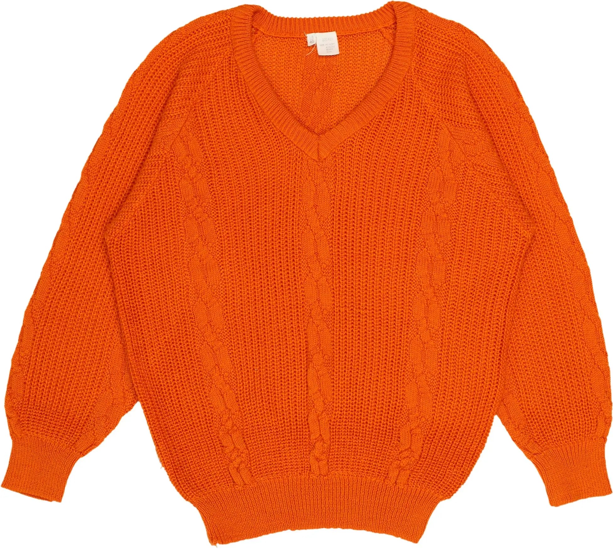 Unknown - 80s Cable Knit V-Neck Jumper- ThriftTale.com - Vintage and second handclothing