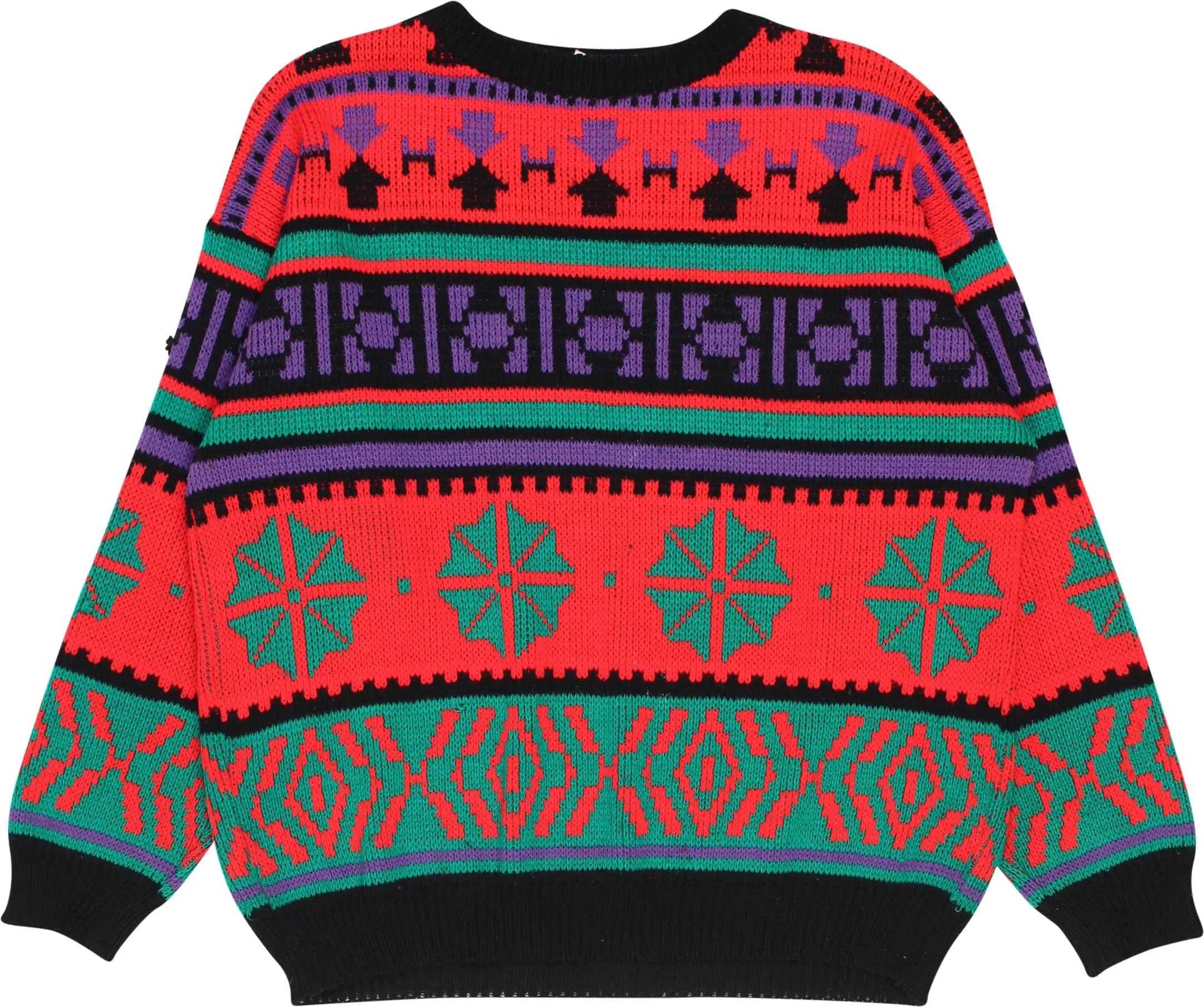 Unknown - 80s Colourful Patterned Jumper- ThriftTale.com - Vintage and second handclothing
