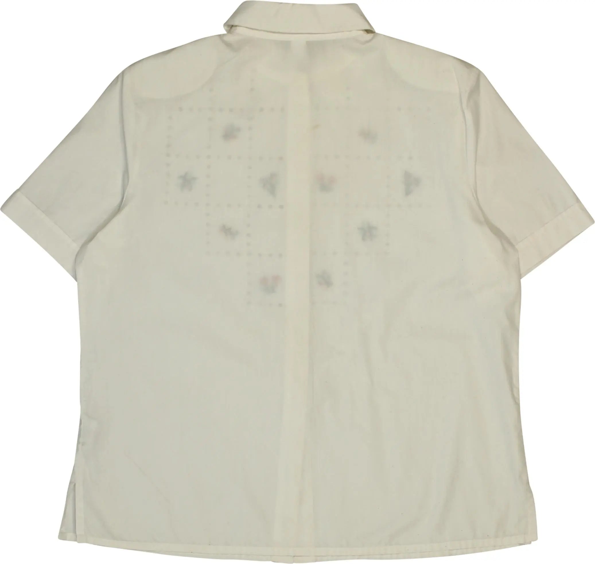 Unknown - 80s Embroidered Blouse with Shoulder Pads- ThriftTale.com - Vintage and second handclothing