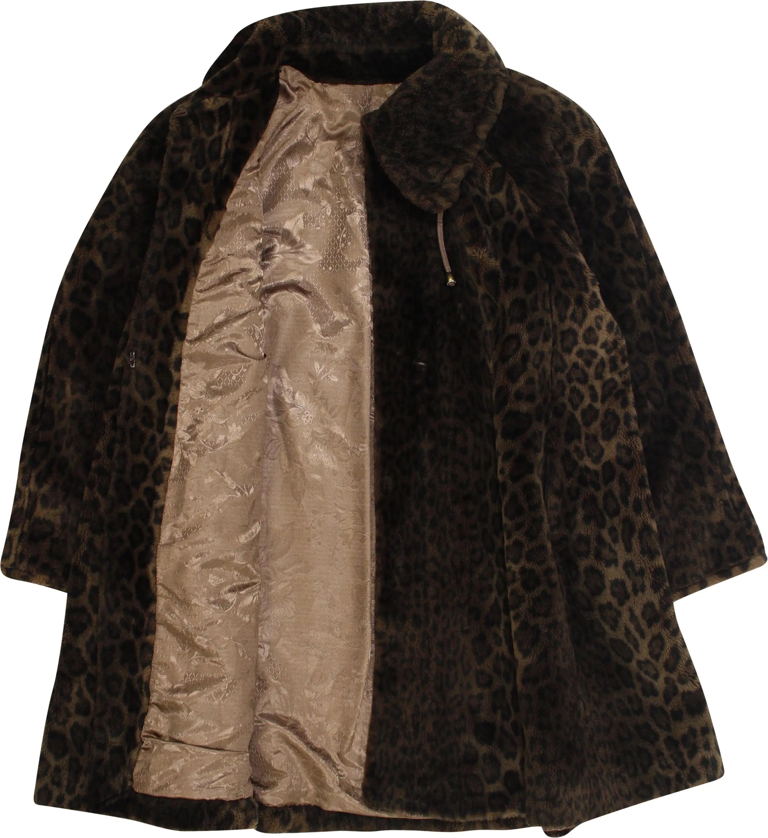 Unknown - 80s Faux Fur Coat with Leopard Print- ThriftTale.com - Vintage and second handclothing