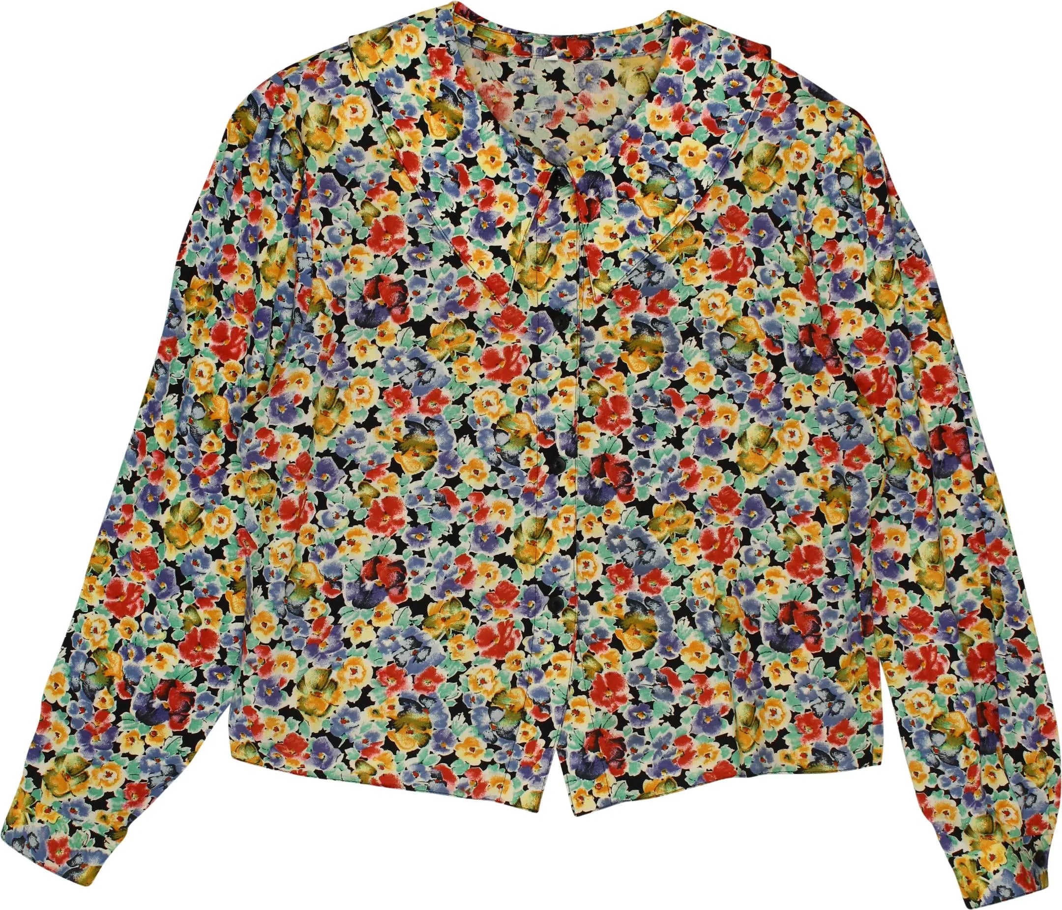 Unknown - 80s Floral Blouse with Shoulder Pads- ThriftTale.com - Vintage and second handclothing