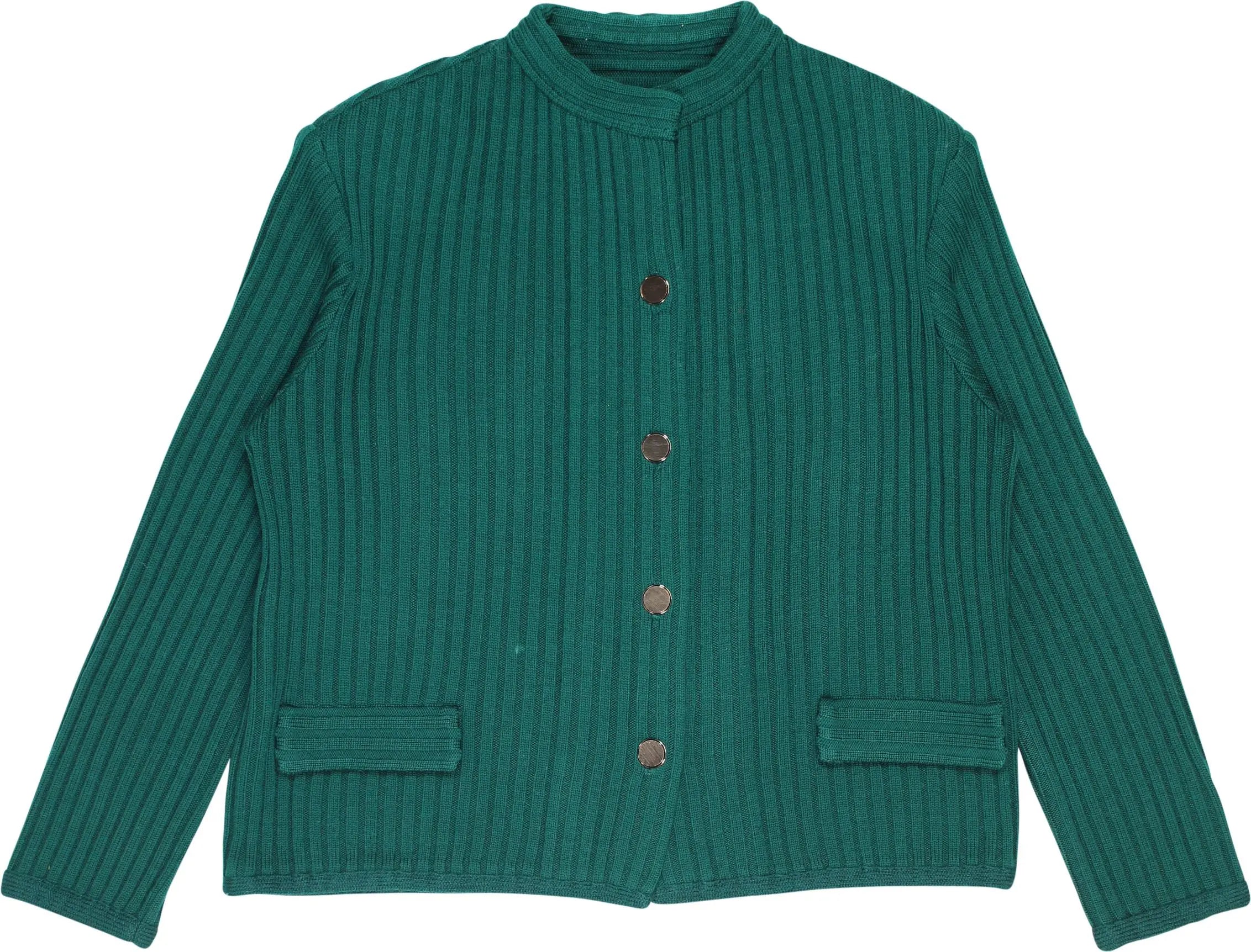 Unknown - 80s Green Cardigan with Shoulder Pads- ThriftTale.com - Vintage and second handclothing