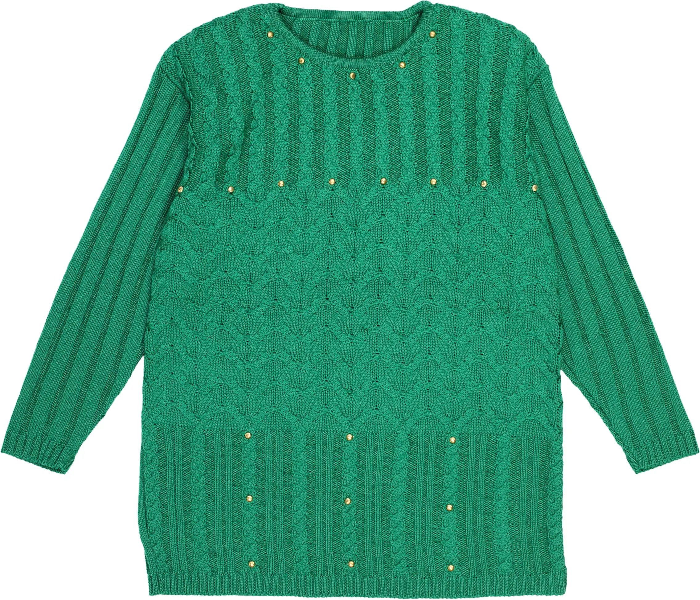 Unknown - 80s Green Jumper with Shoulder Pads- ThriftTale.com - Vintage and second handclothing