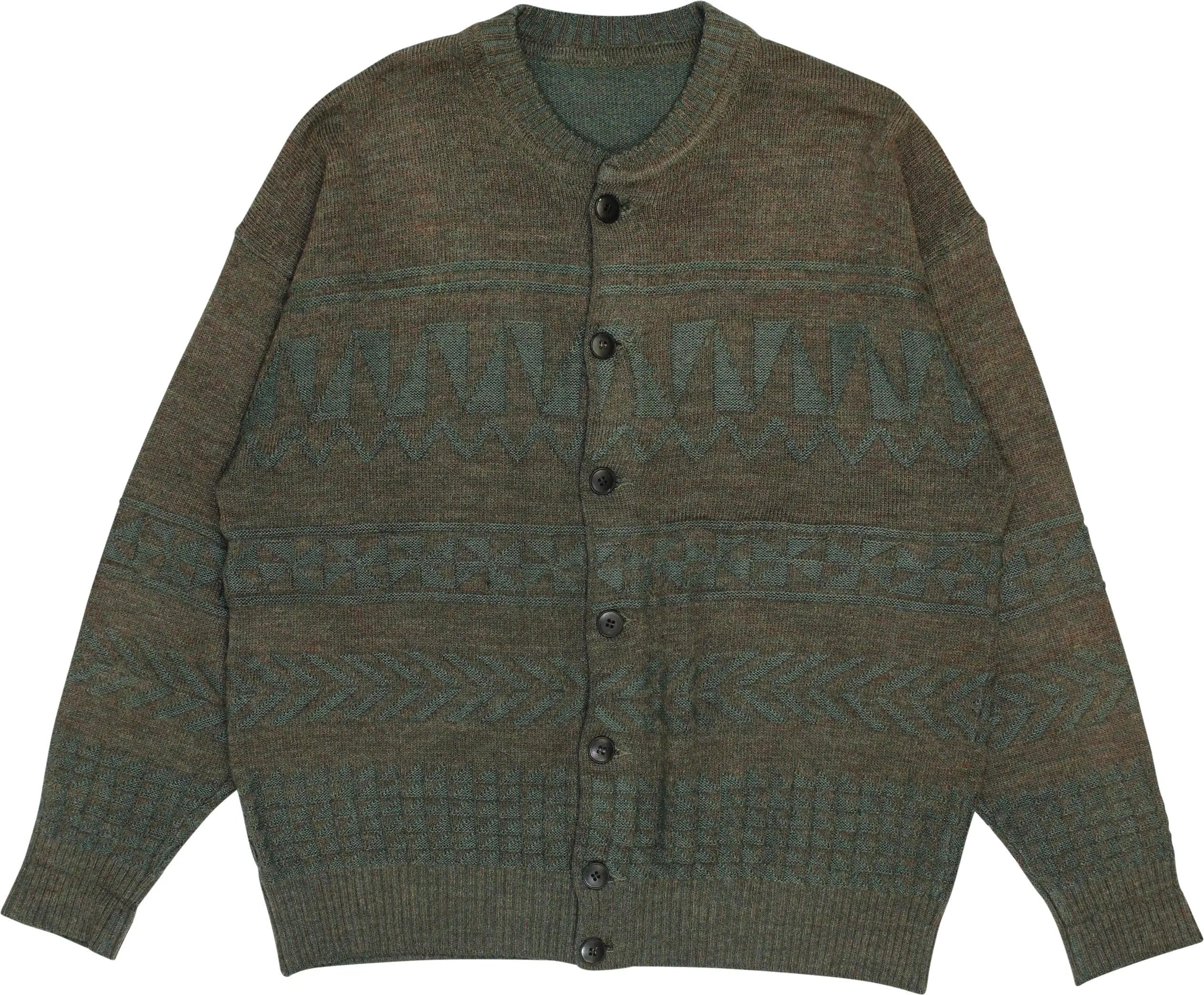 Unknown - 80s Green Patterned Cardigan- ThriftTale.com - Vintage and second handclothing