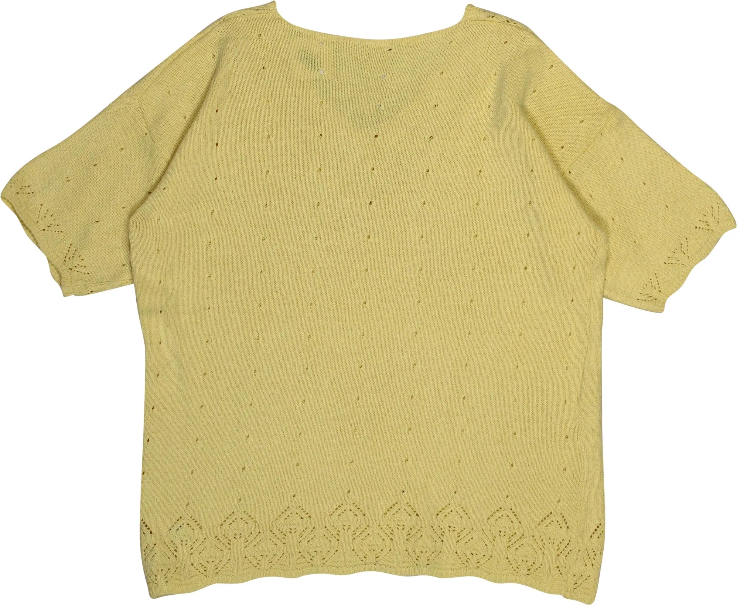 Unknown - 80s Pastel Yellow Short Sleeve Jumper- ThriftTale.com - Vintage and second handclothing