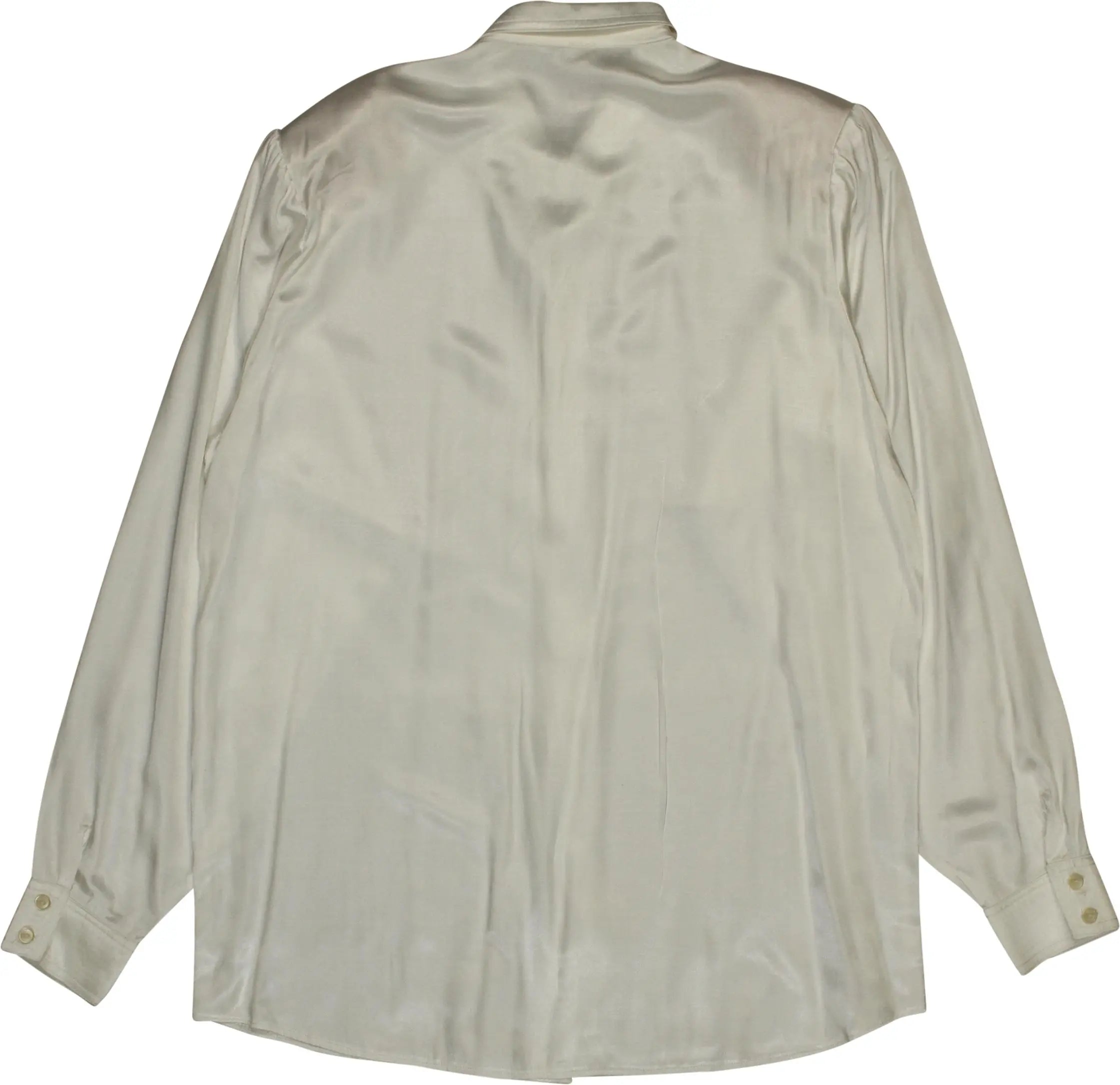Unknown - 80s Satin Shirt with Shoulder Pads- ThriftTale.com - Vintage and second handclothing