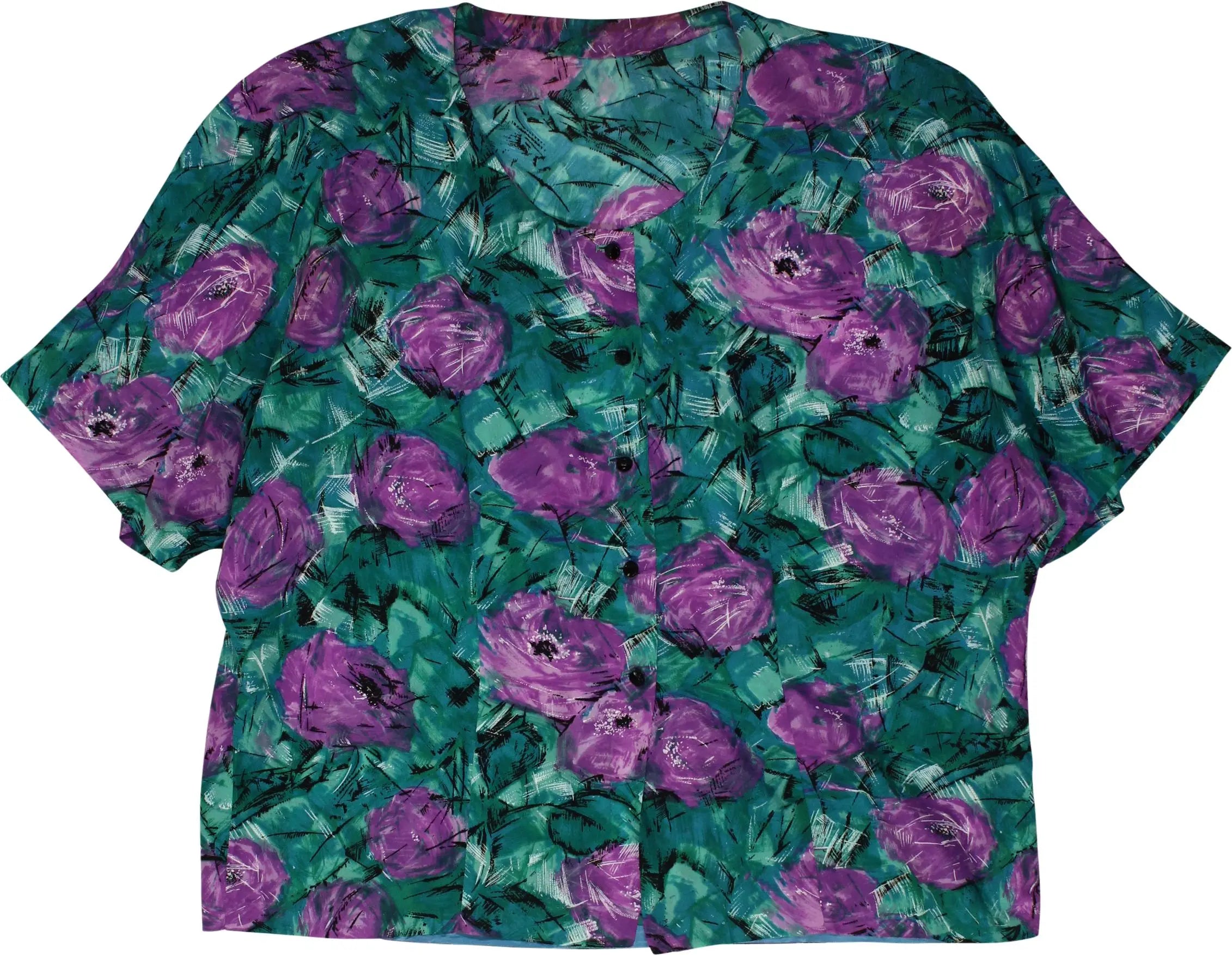 Unknown - 80s Shirt with Flower Print- ThriftTale.com - Vintage and second handclothing