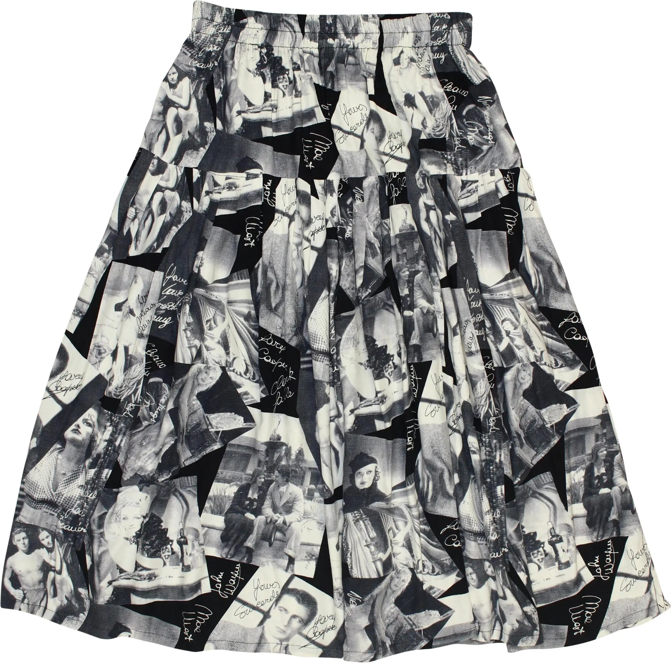 Unknown - 80s Skirt with Classic Hollywood Print- ThriftTale.com - Vintage and second handclothing