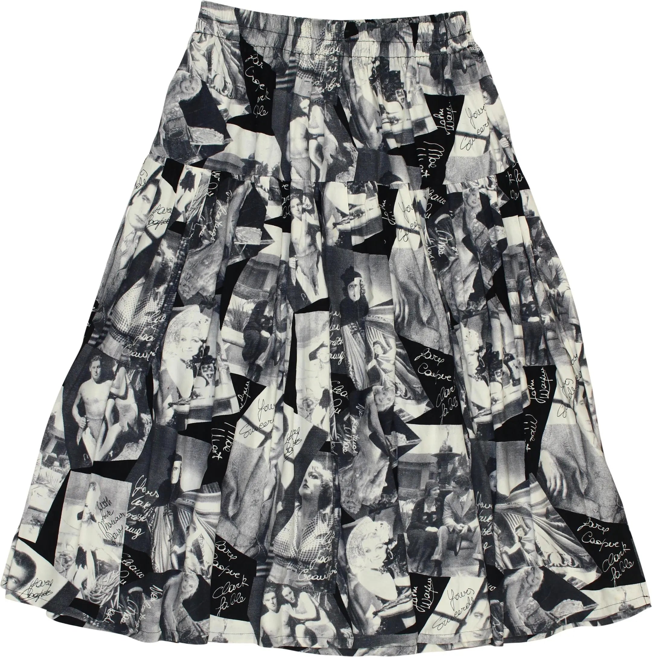 Unknown - 80s Skirt with Classic Hollywood Print- ThriftTale.com - Vintage and second handclothing