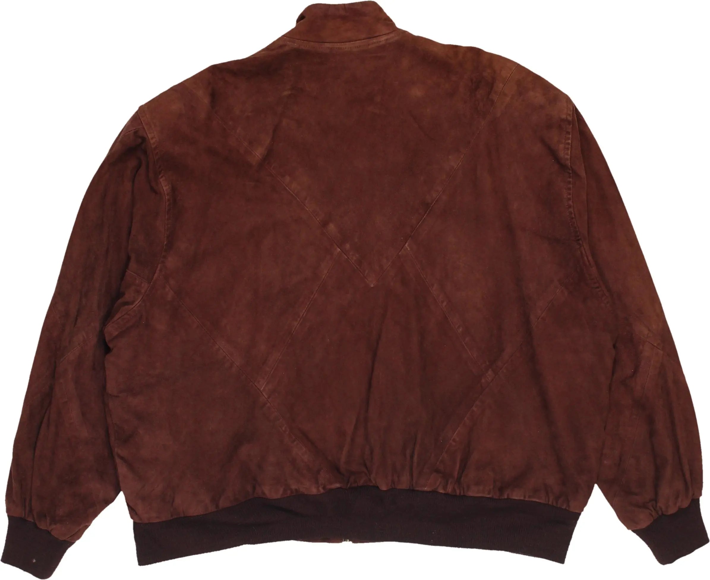 Unknown - 80s Suede Bomber Jacket with Shoulder Pads- ThriftTale.com - Vintage and second handclothing