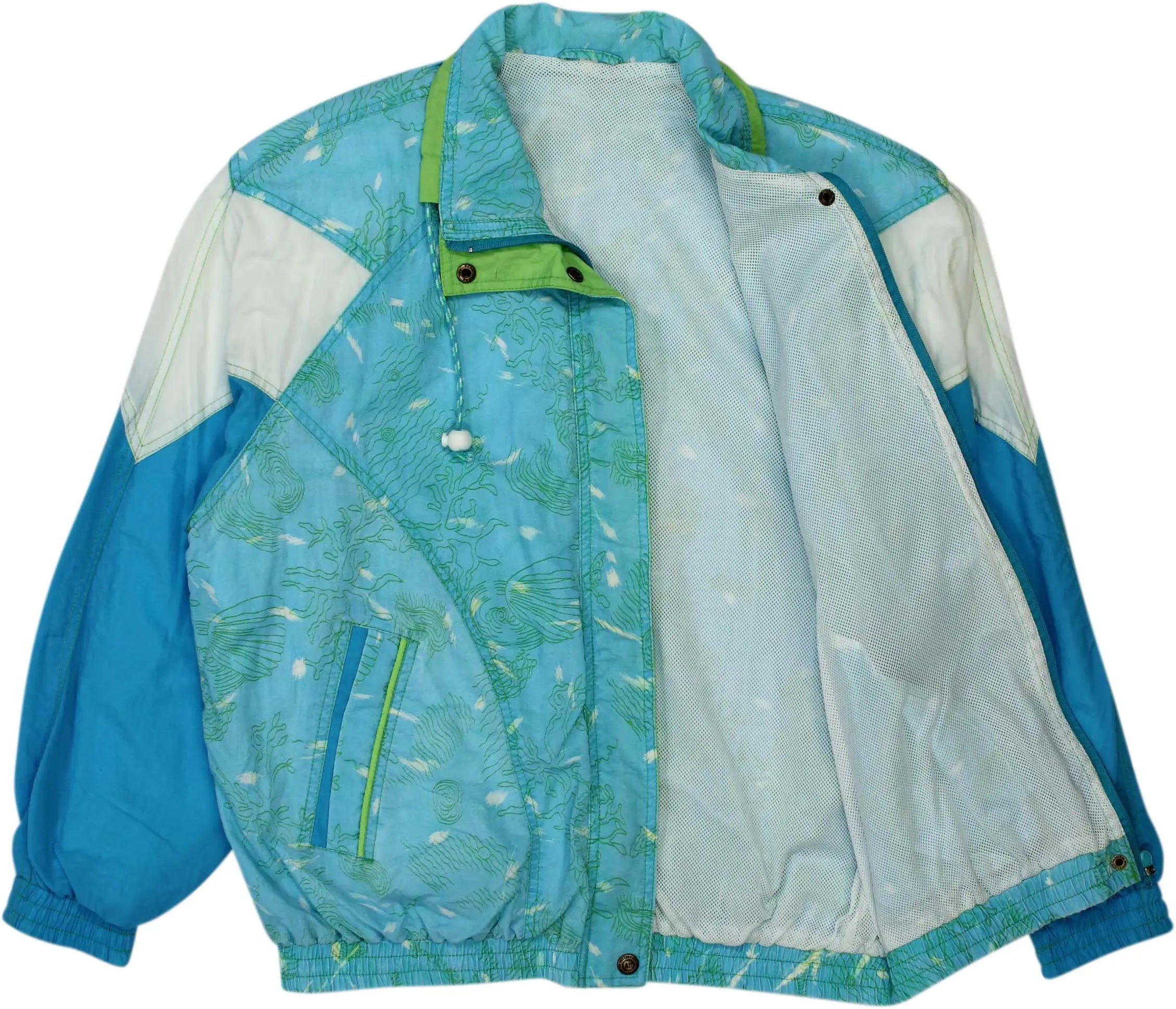 Unknown - 80s Windbreaker with Shoulder Pads- ThriftTale.com - Vintage and second handclothing