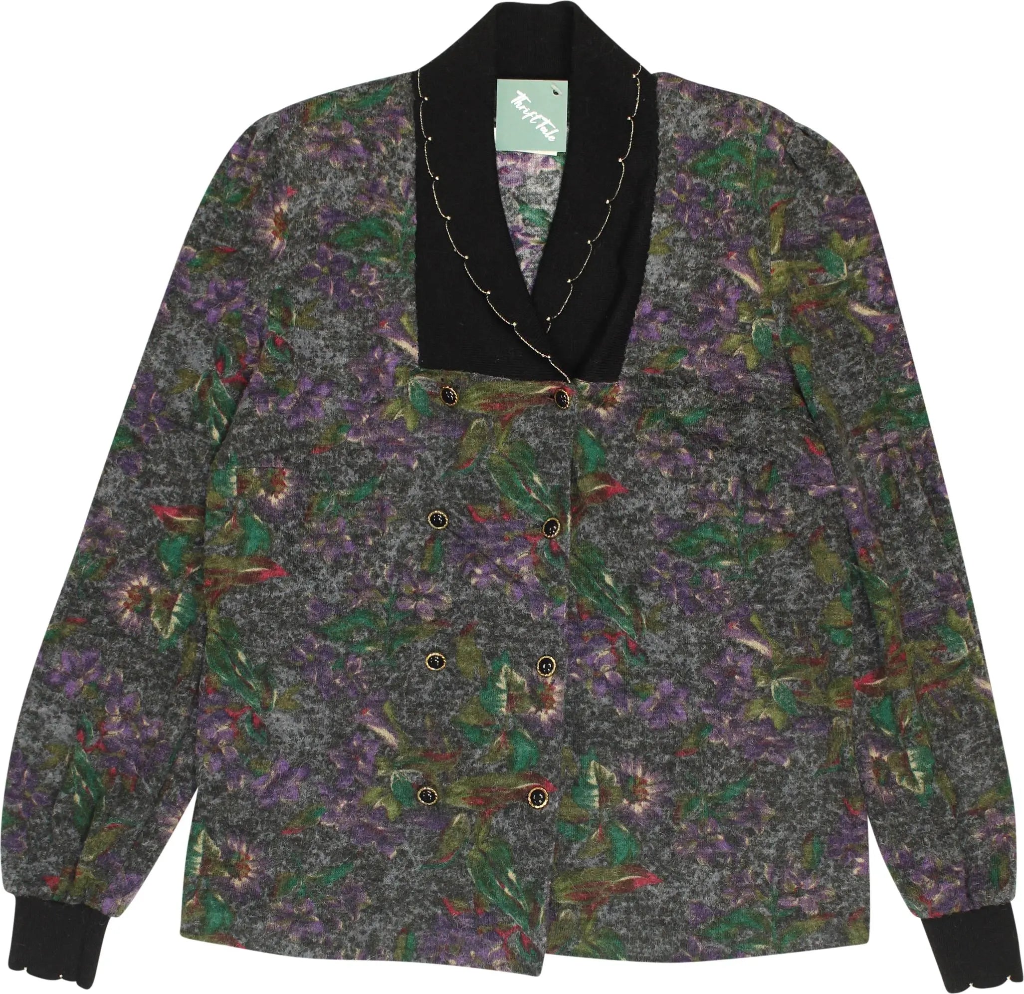 Unknown - 80s Wool Blend Cardigan with Shoulder Pads- ThriftTale.com - Vintage and second handclothing