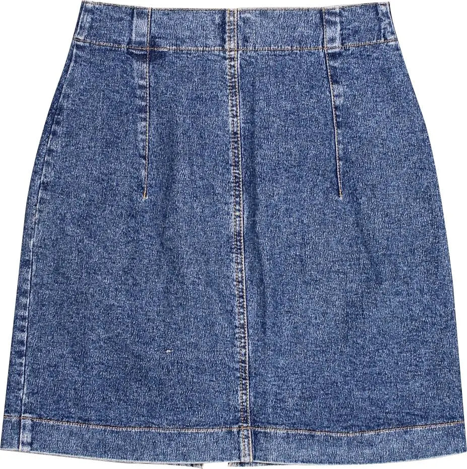 Unknown - 90s Denim Skirt with Front Zipper- ThriftTale.com - Vintage and second handclothing