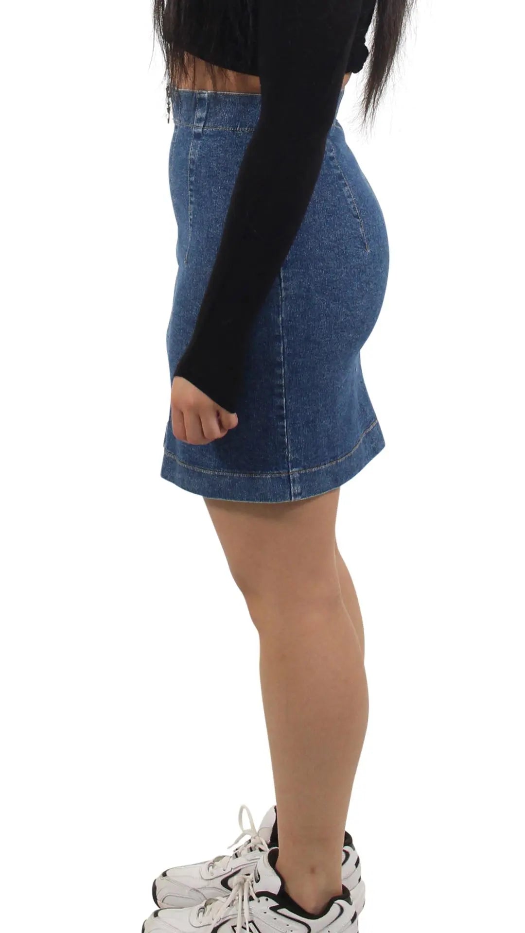 Unknown - 90s Denim Skirt with Front Zipper- ThriftTale.com - Vintage and second handclothing