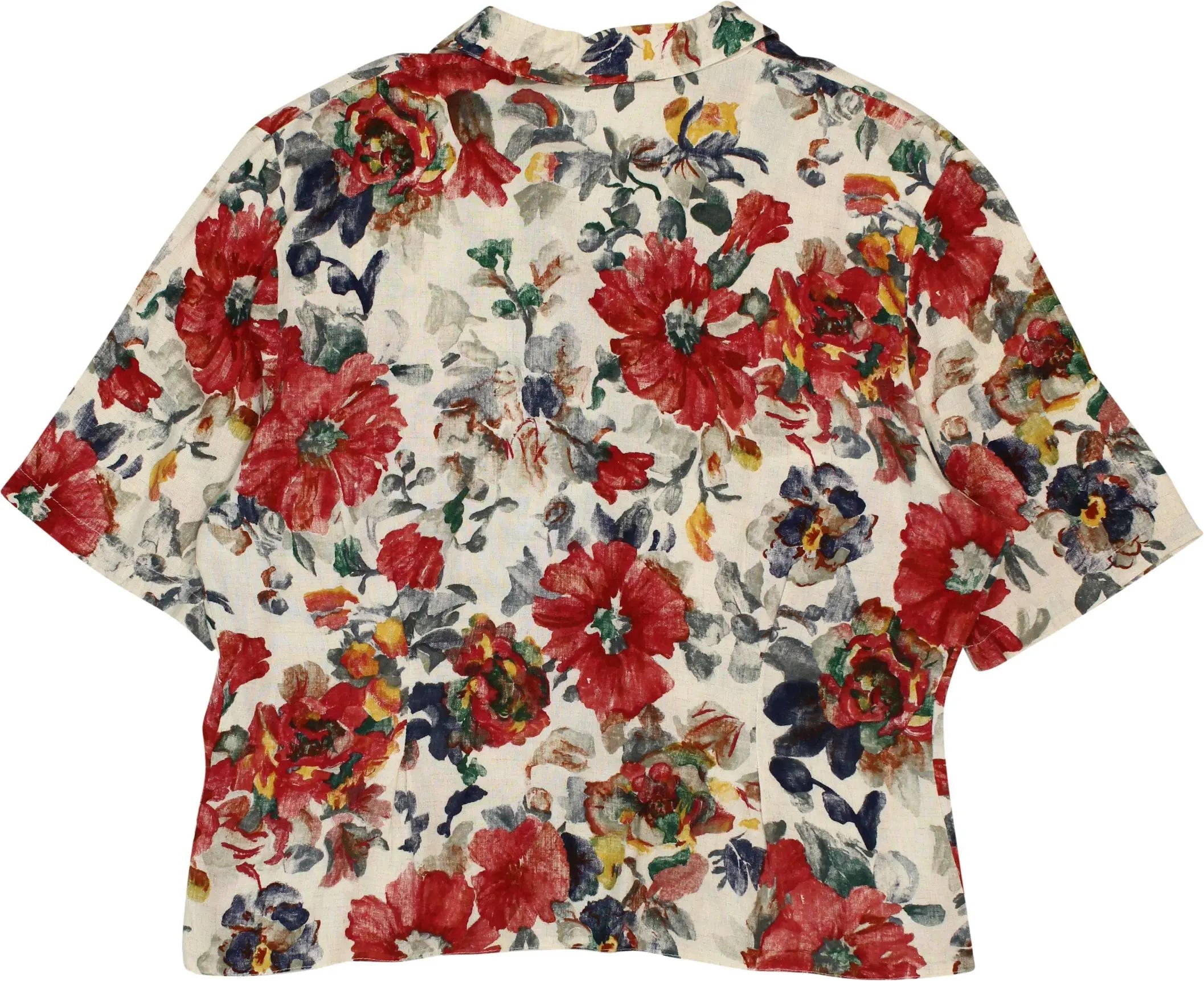 Unknown - 90s Linen Blend Floral Shirt- ThriftTale.com - Vintage and second handclothing