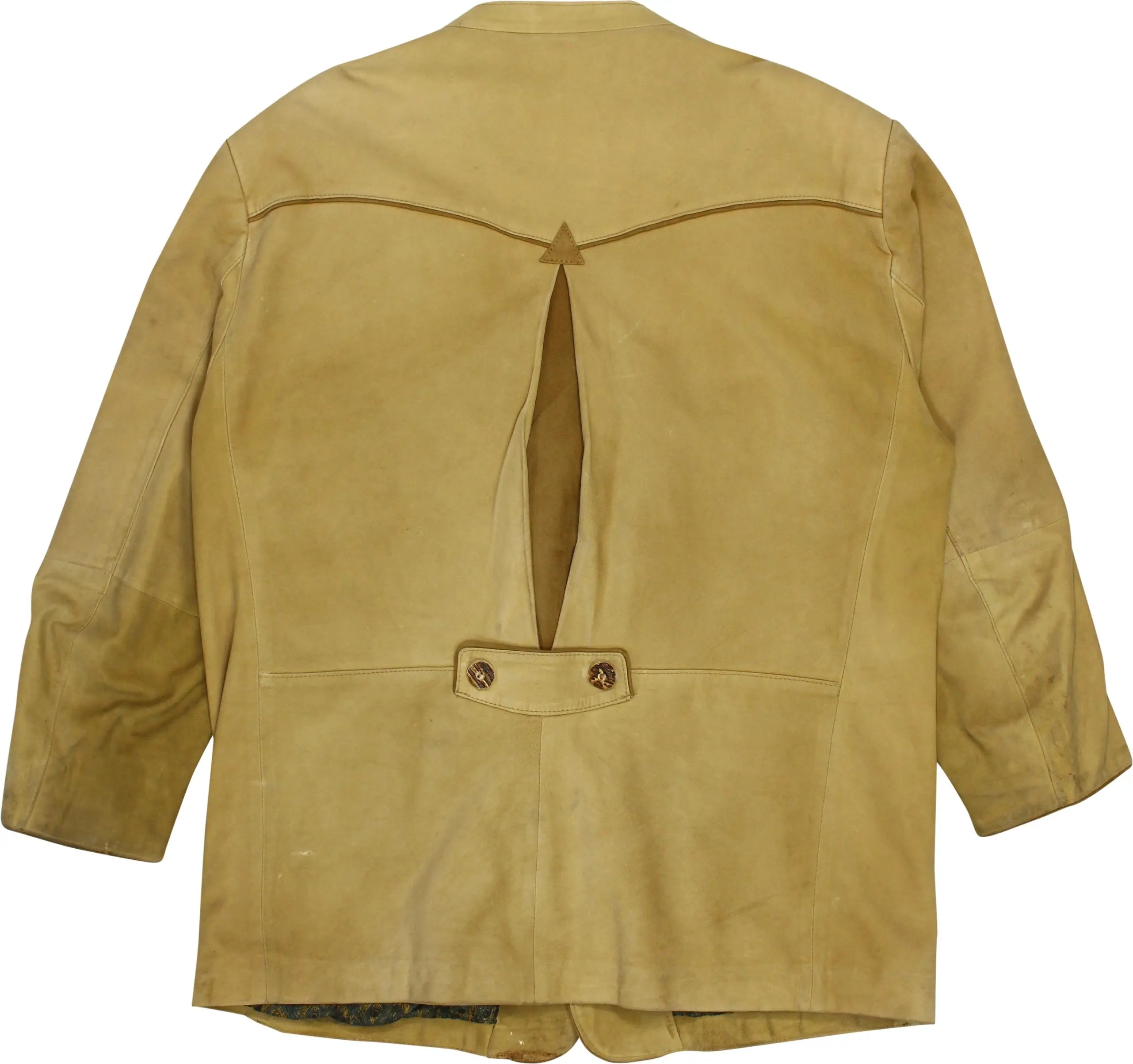 Unknown - Beige Leather Coat- ThriftTale.com - Vintage and second handclothing