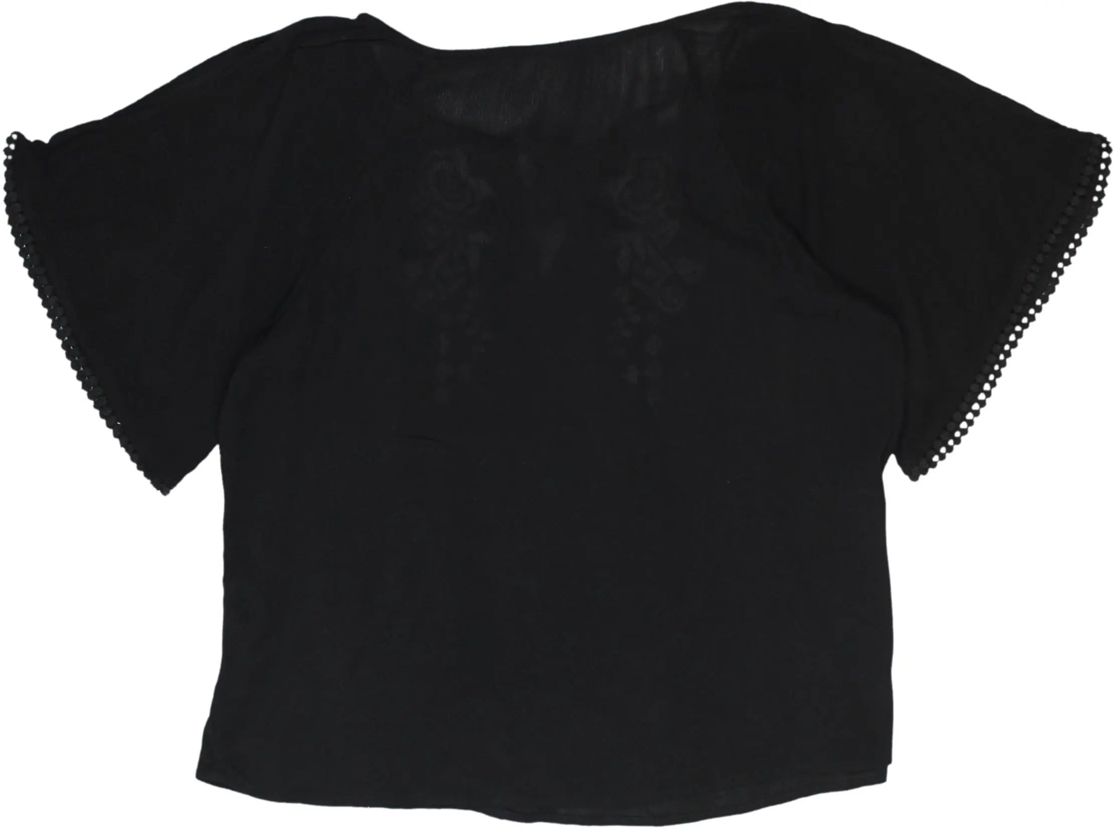 Unknown - Black Embroidered Top- ThriftTale.com - Vintage and second handclothing