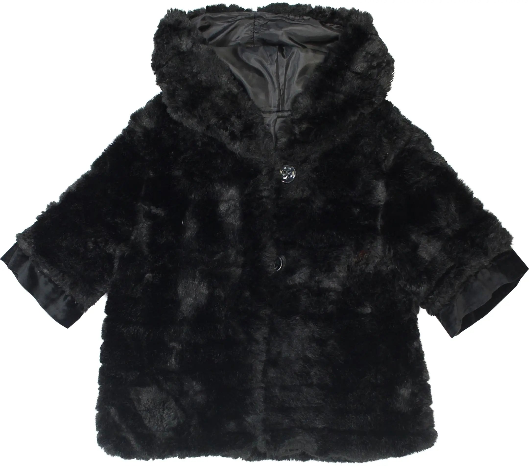 Unknown - Black Faux Fur Coat- ThriftTale.com - Vintage and second handclothing