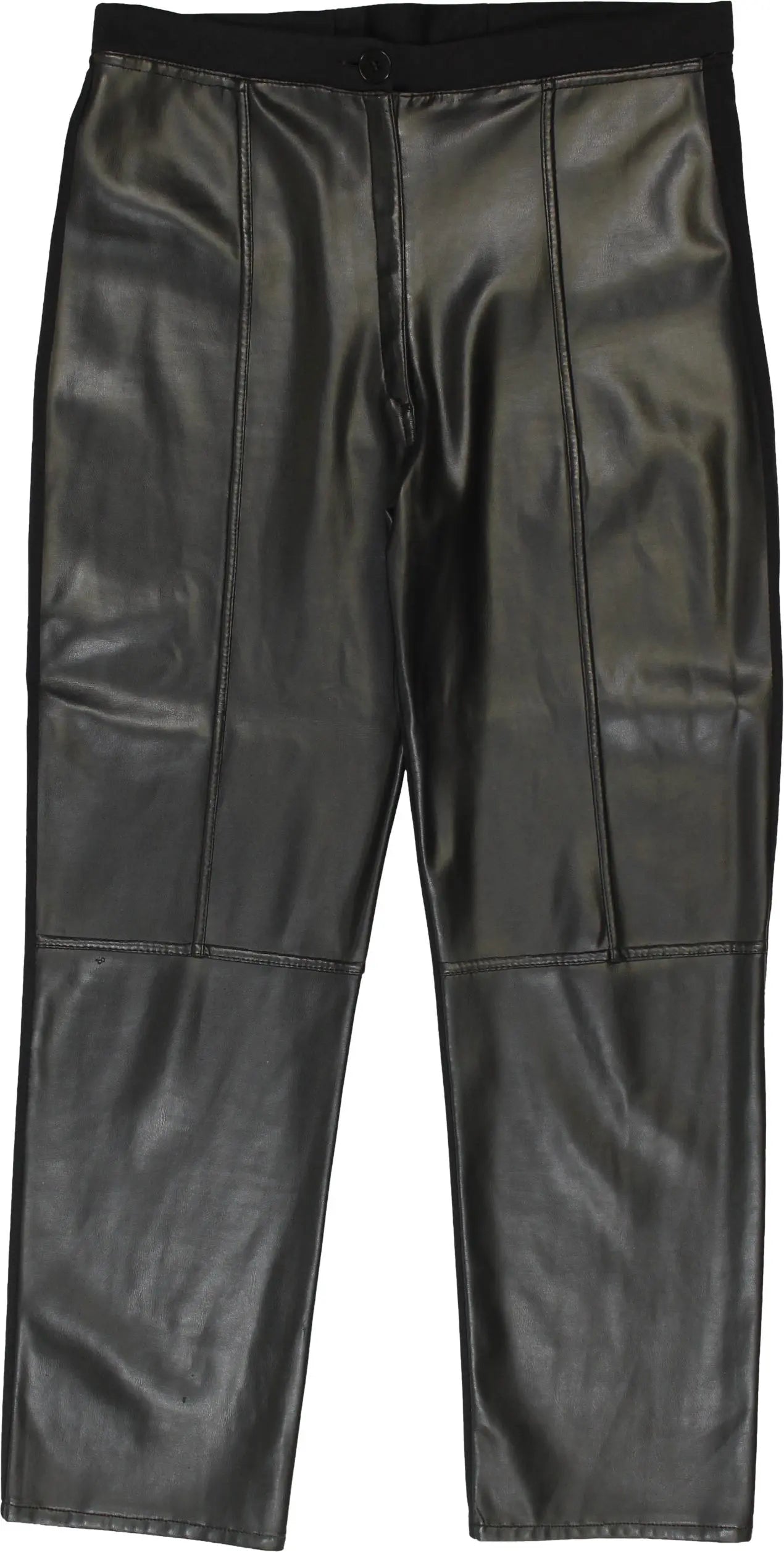 Unknown - Black Faux Leather Trousers- ThriftTale.com - Vintage and second handclothing