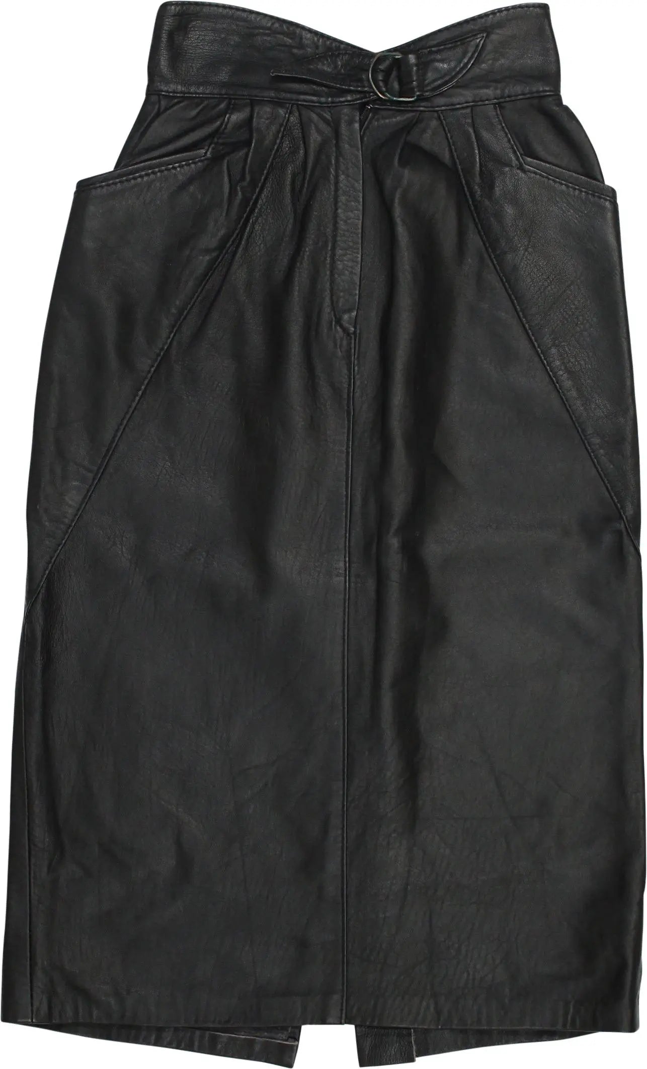 Unknown - Black Leather Skirt- ThriftTale.com - Vintage and second handclothing