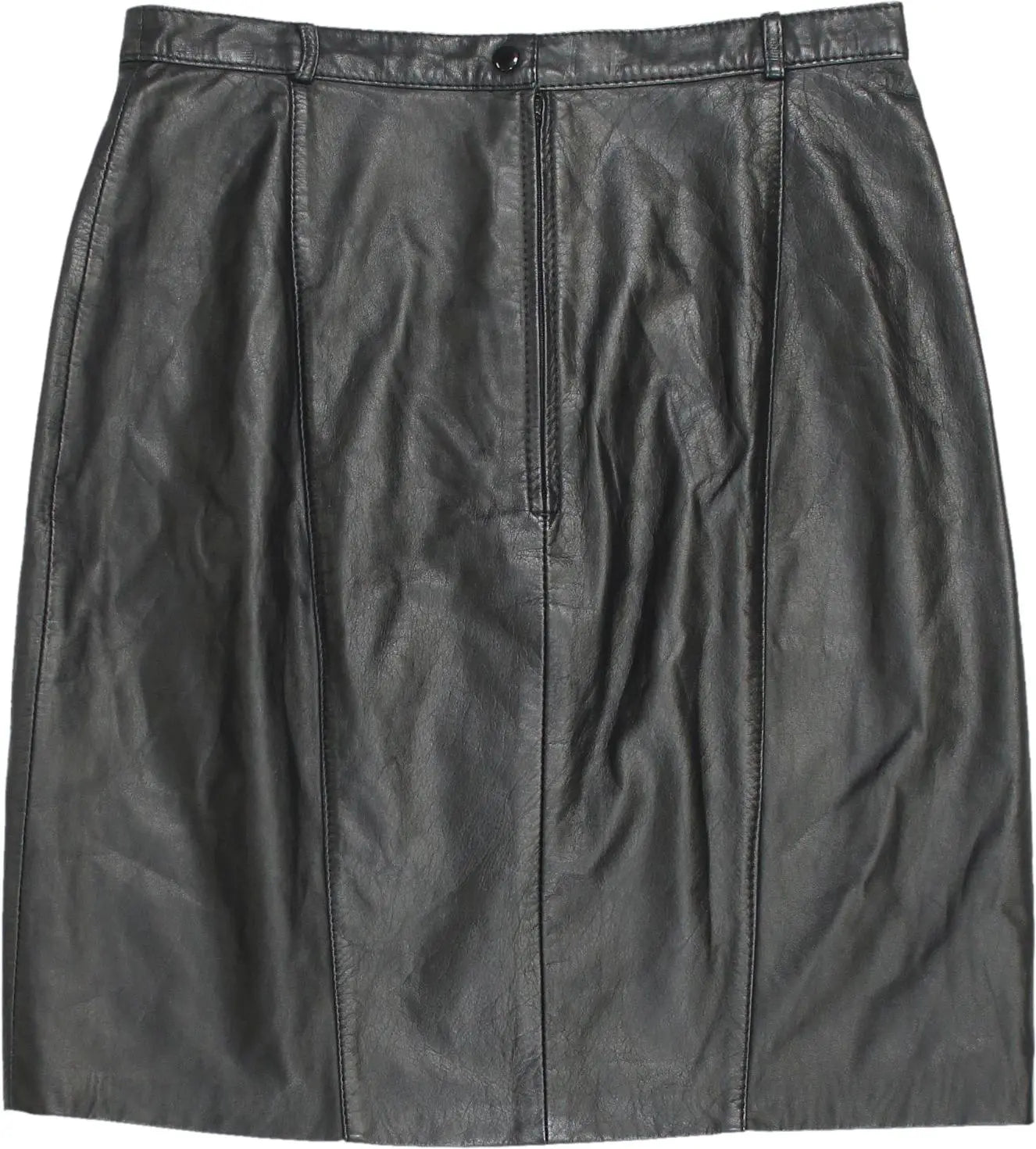 Unknown - Black Leather Skirt- ThriftTale.com - Vintage and second handclothing