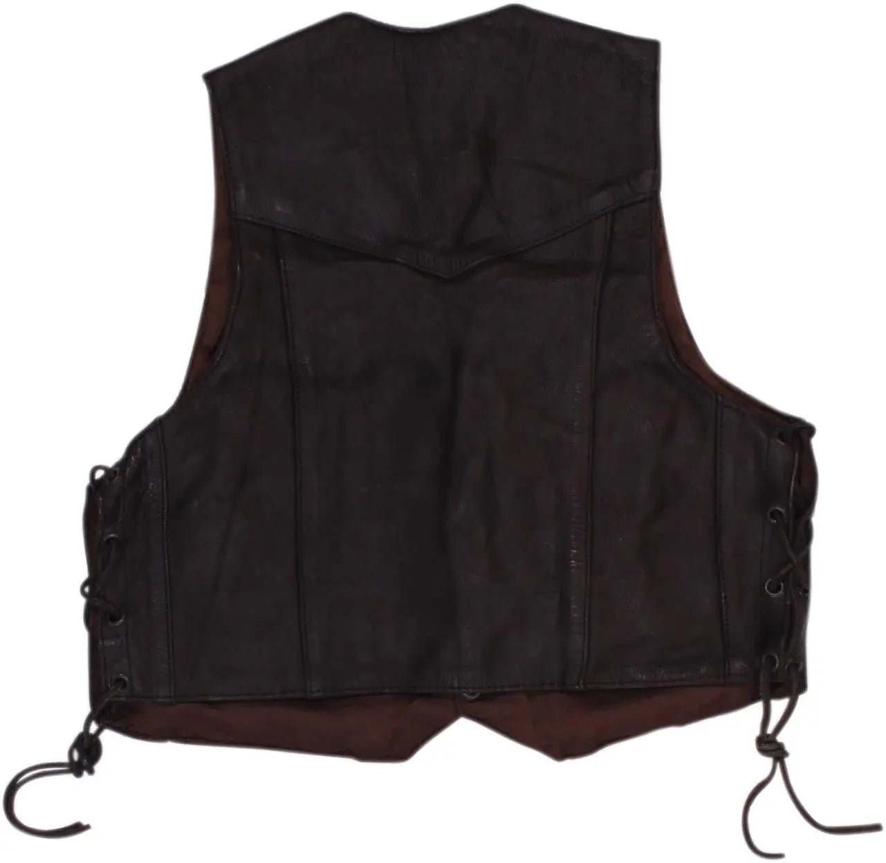 Unknown - Black Leather Vest- ThriftTale.com - Vintage and second handclothing