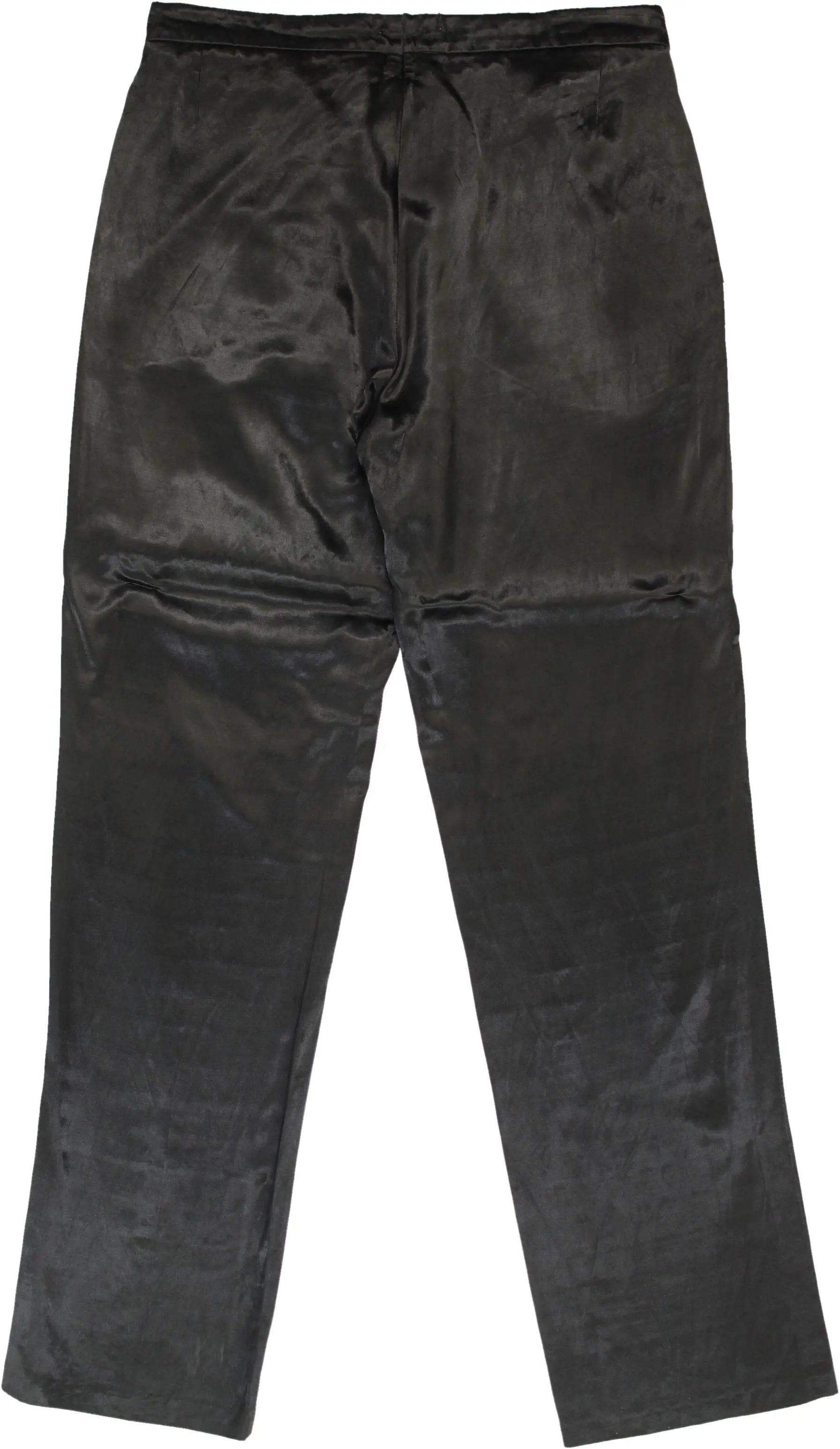 Unknown - Black Satin Trousers- ThriftTale.com - Vintage and second handclothing