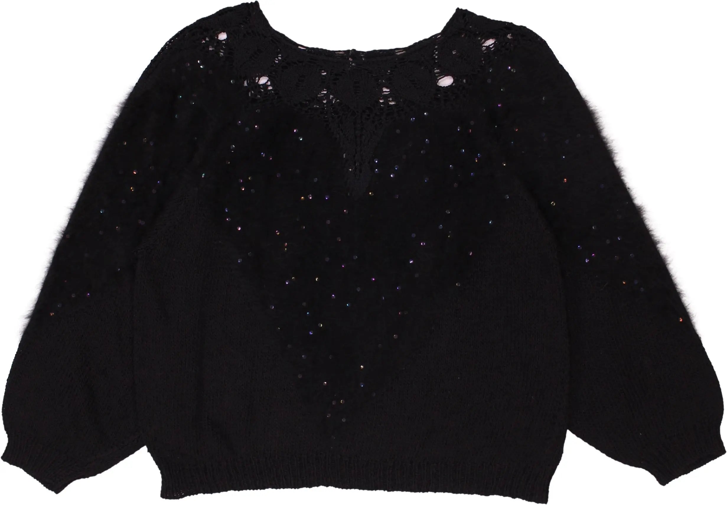 Unknown - Black Sequin Knitted Jumper- ThriftTale.com - Vintage and second handclothing