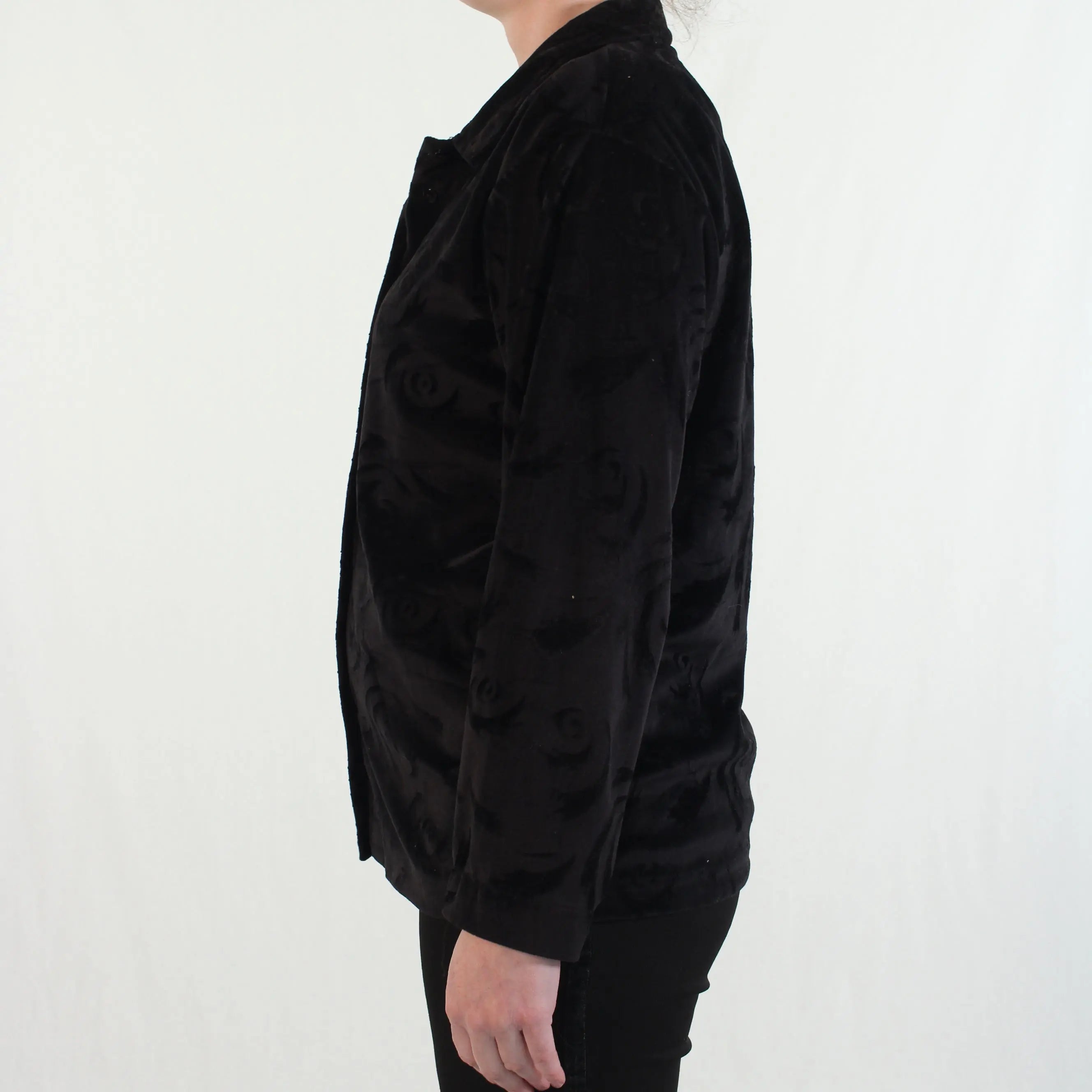 Unknown - Black Velvet Blouse- ThriftTale.com - Vintage and second handclothing