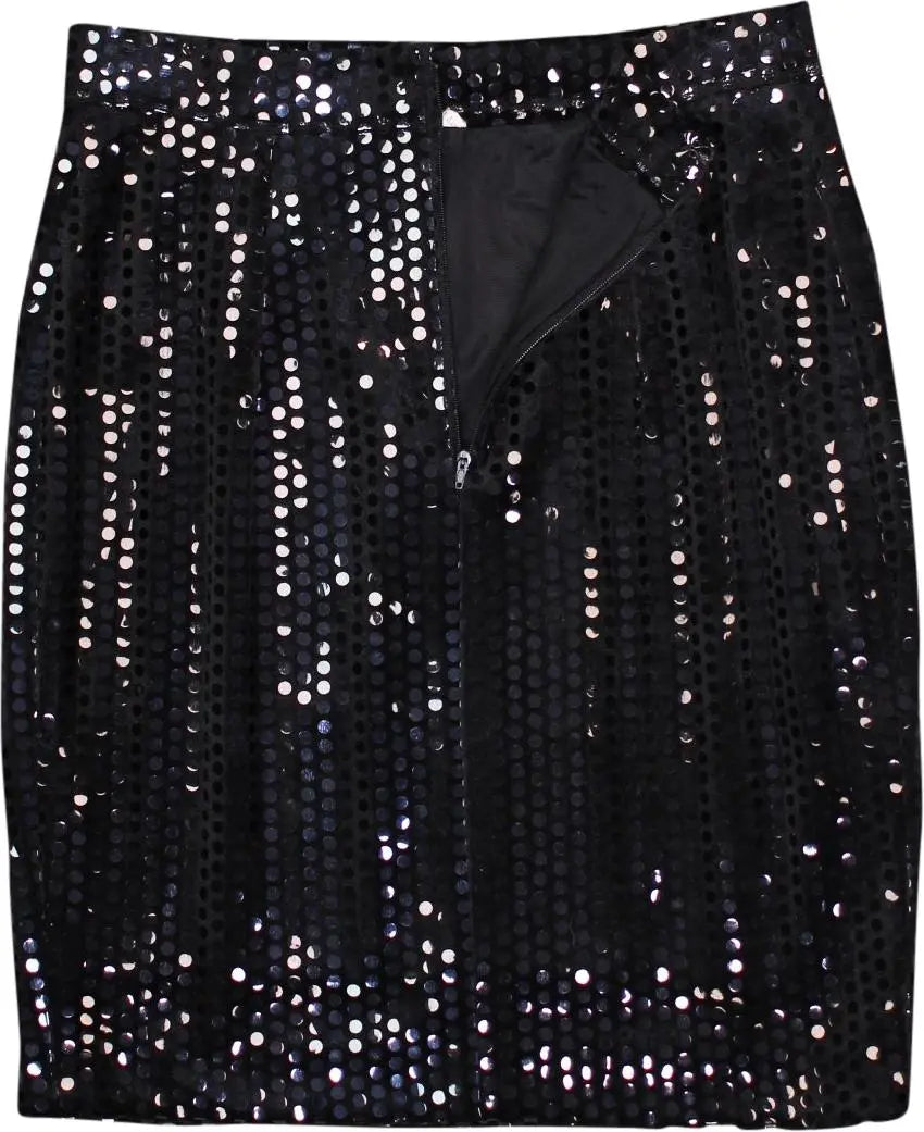 Unknown - Black Velvet Sequin Skirt- ThriftTale.com - Vintage and second handclothing