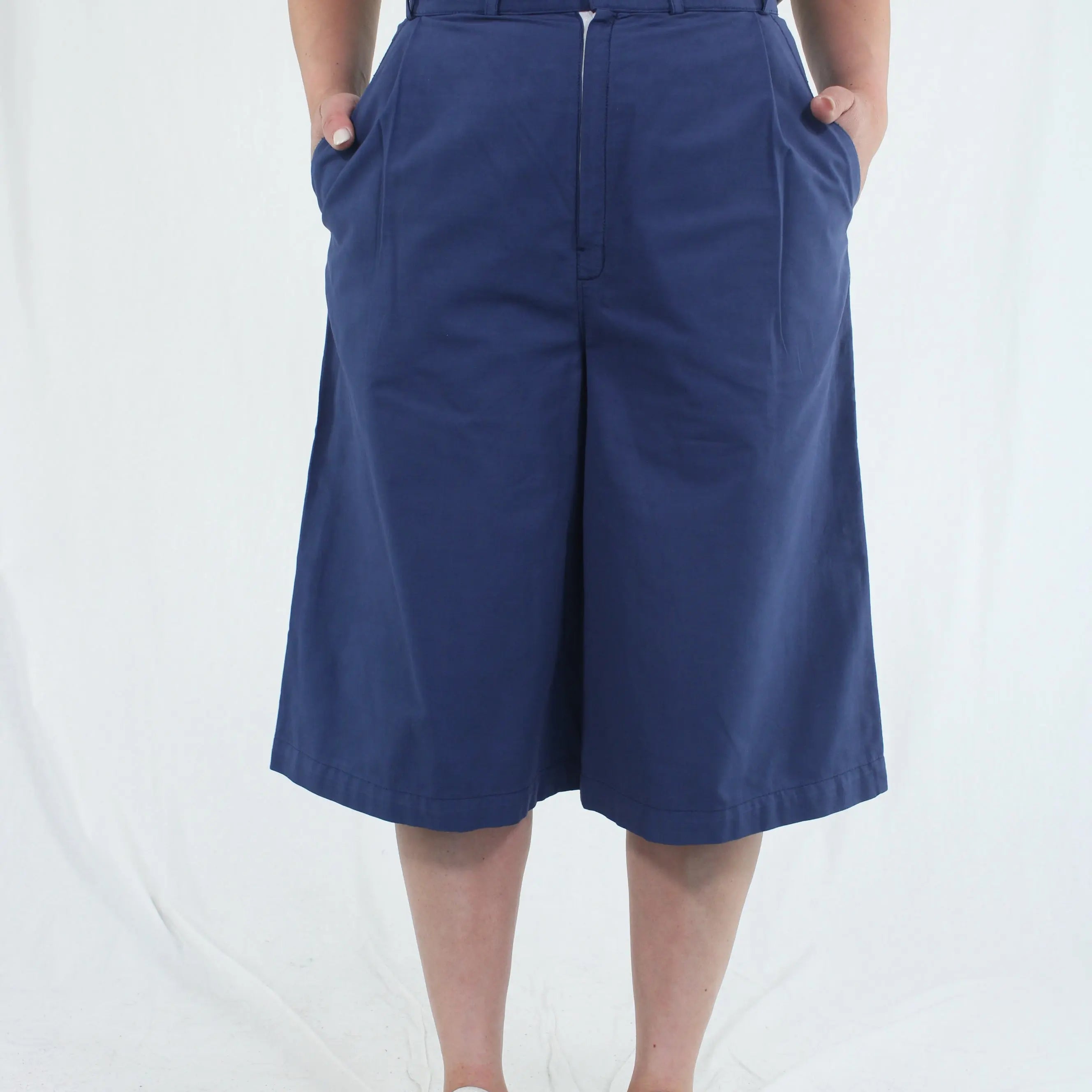 Unknown - Blue Cotton Culottes- ThriftTale.com - Vintage and second handclothing